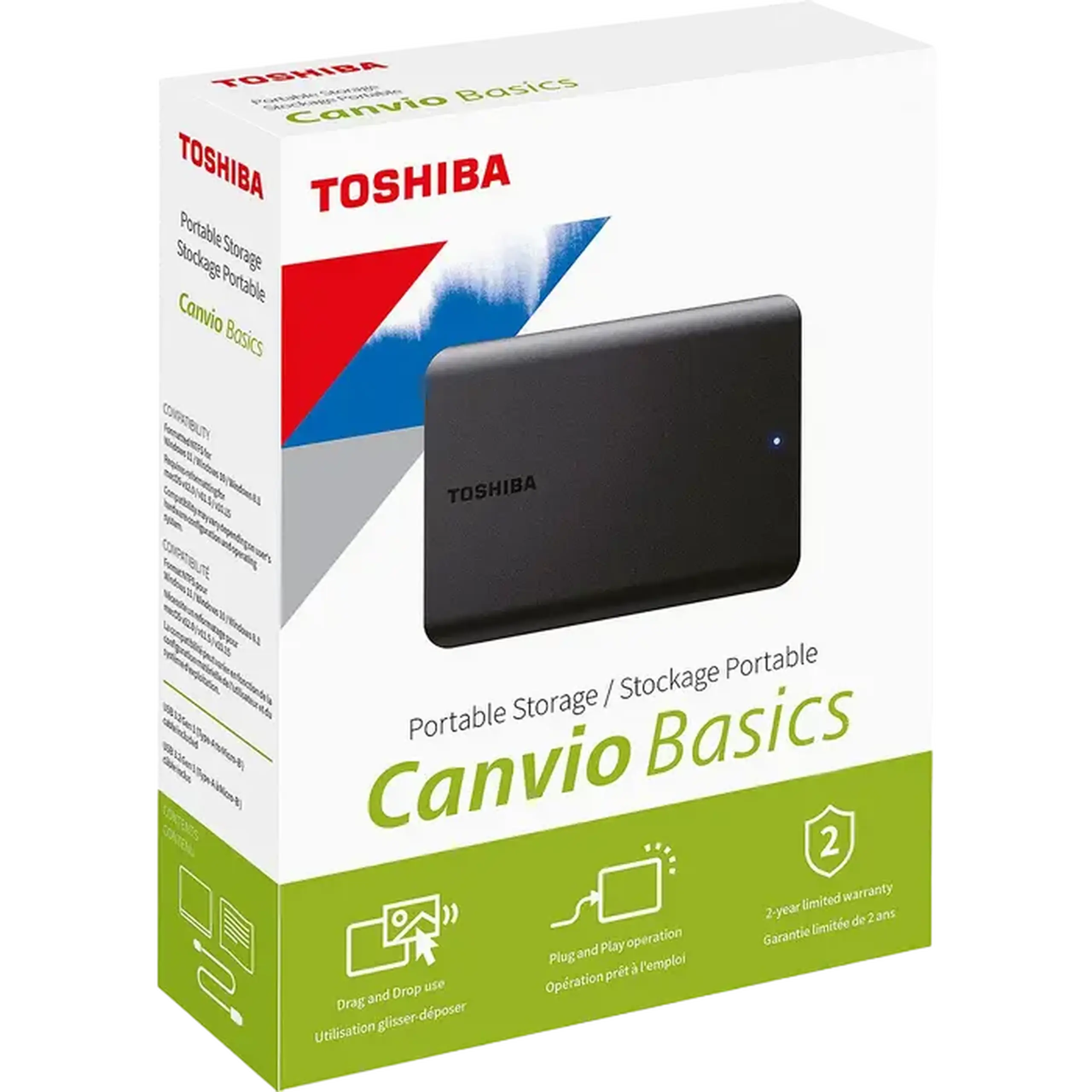 HDD portabil extern Toshiba Canvio Basics, 4 TB, Negru (HDTB540EK3CA)