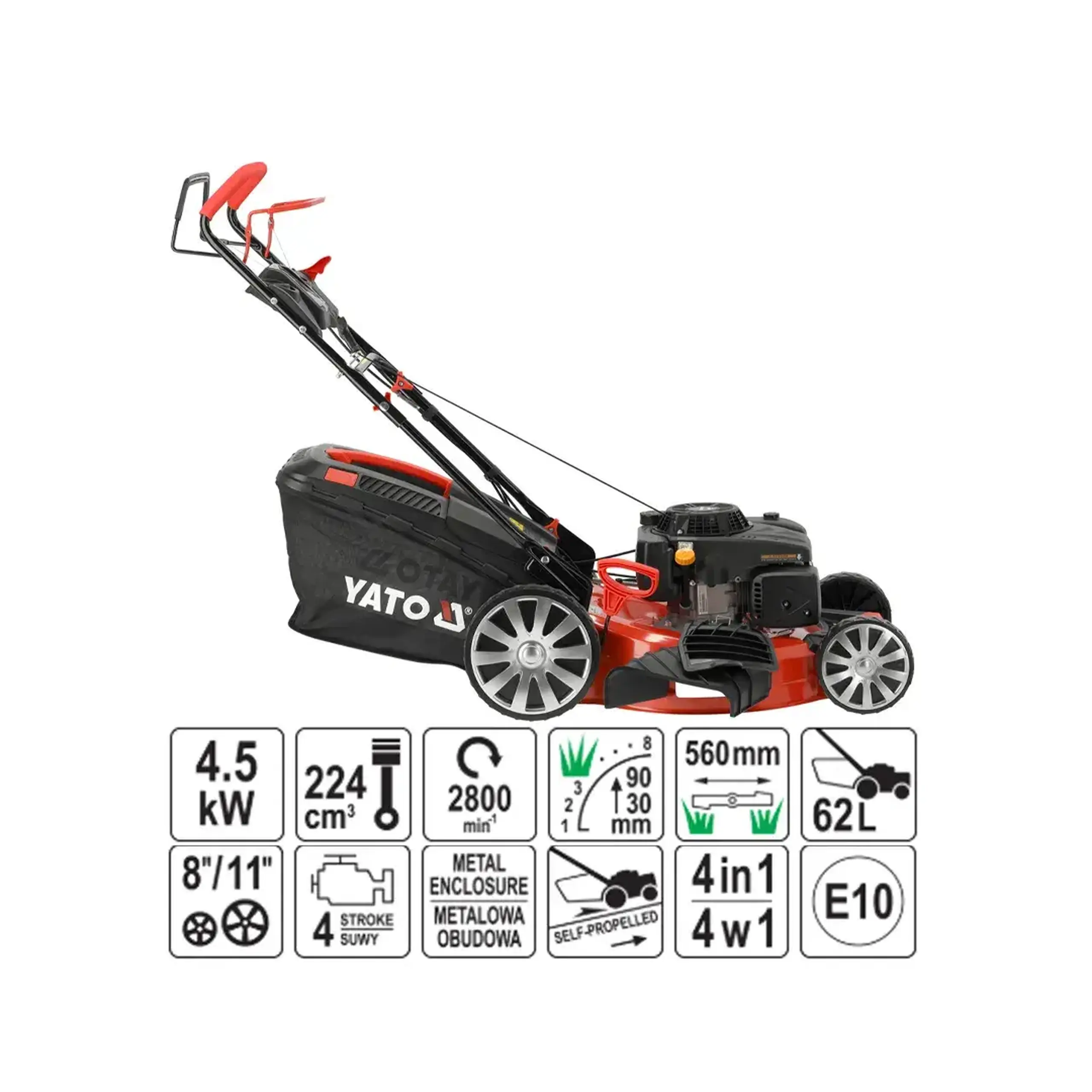 Mașină de tuns iarbă cu autopropulsie Benzină 4.5 kW Yato