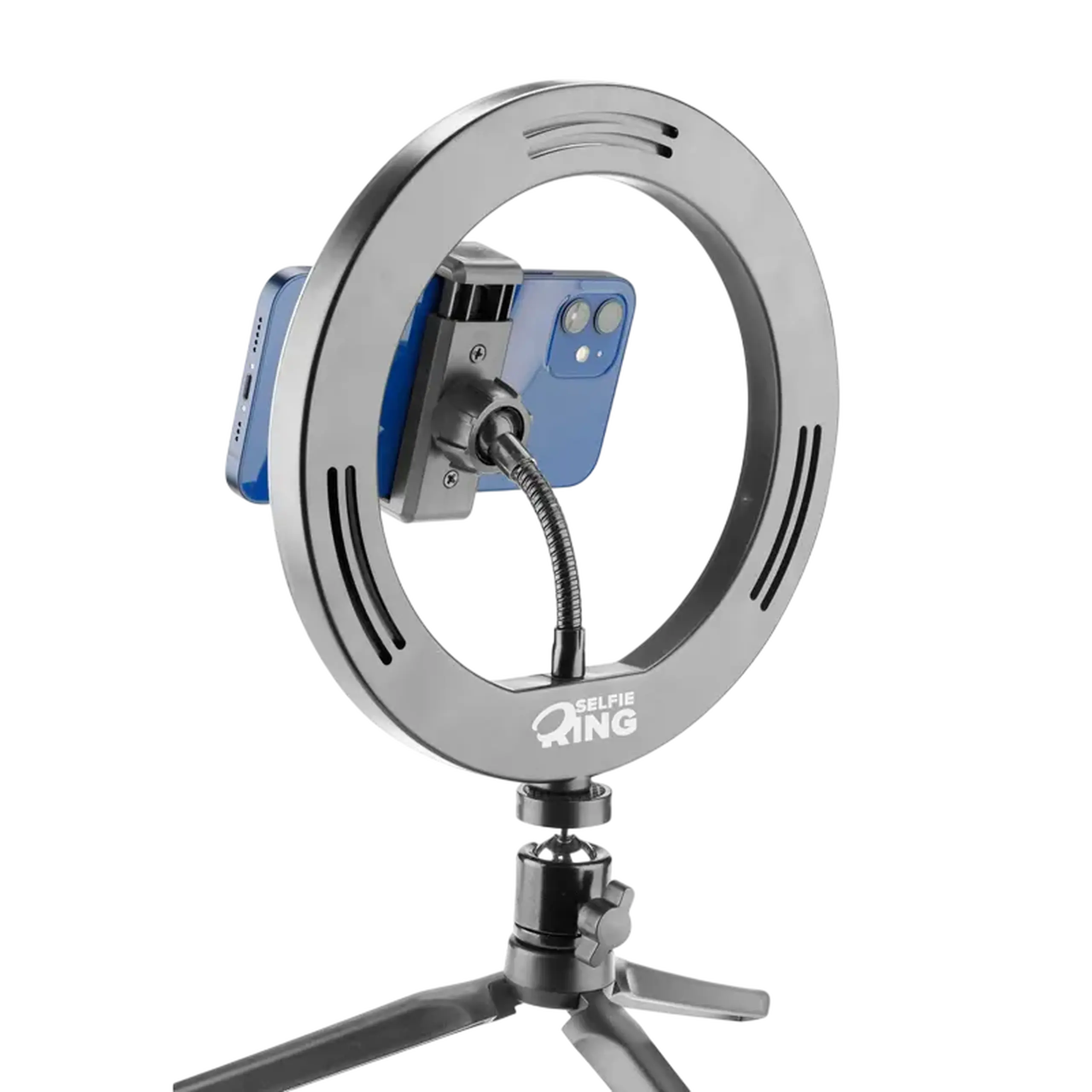 Lampă circulară Cellularline Selfie Ring, Negru