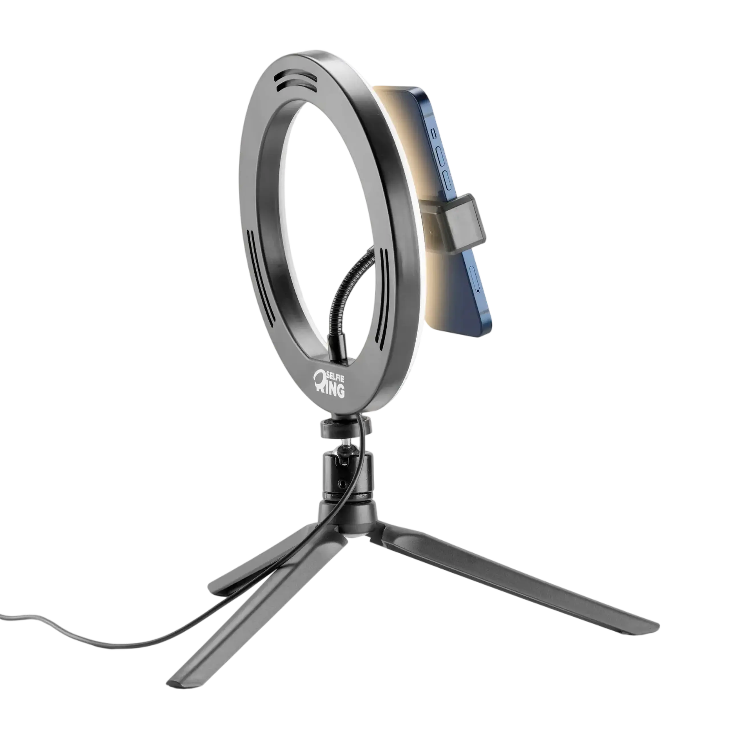 Lampă circulară Cellularline Selfie Ring, Negru