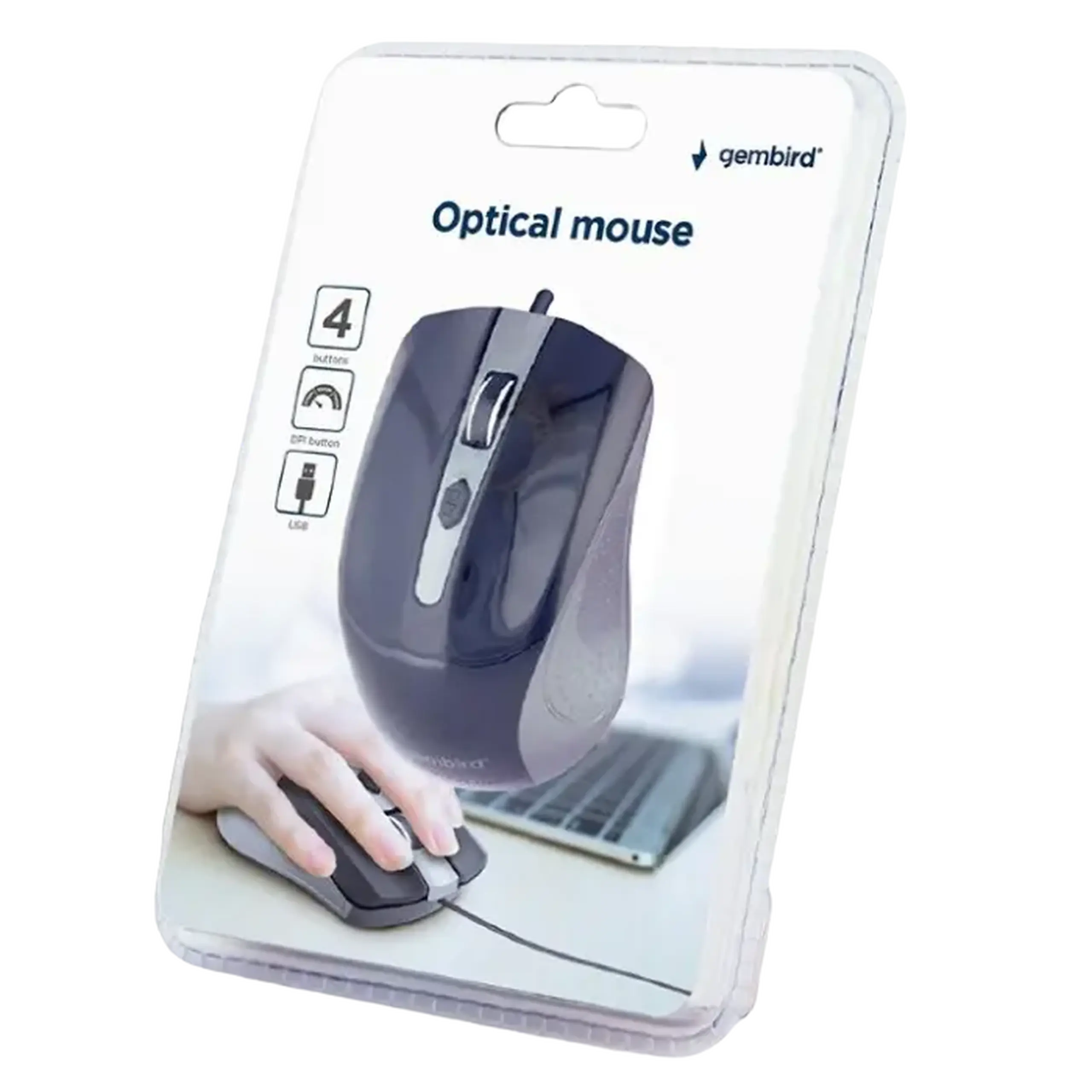 Mouse Gembird MUS-4B-01, Negru/Gri