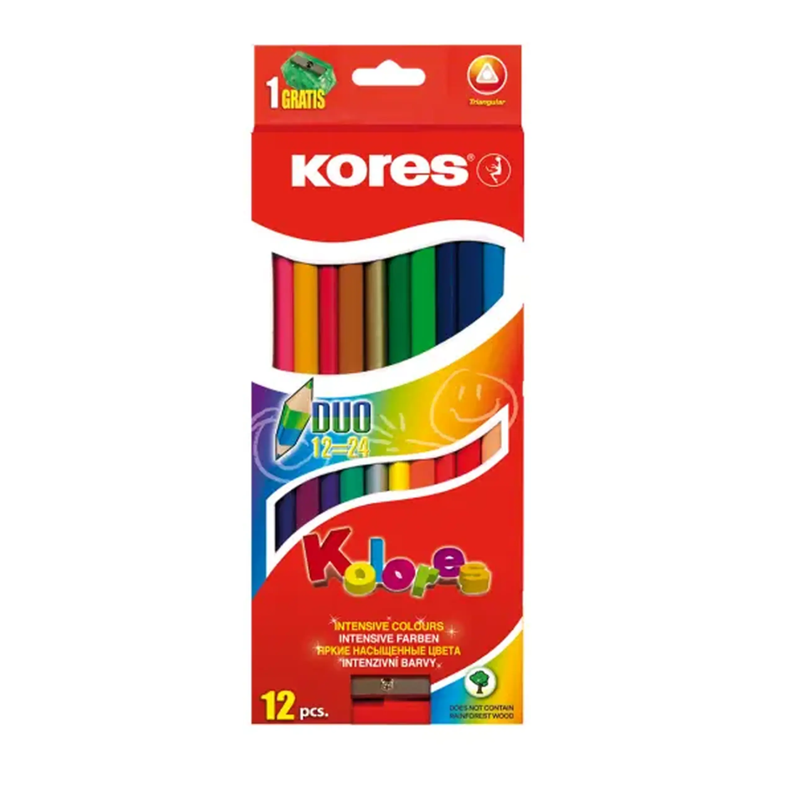 Creioane Kores 12 culori DUO 25 286