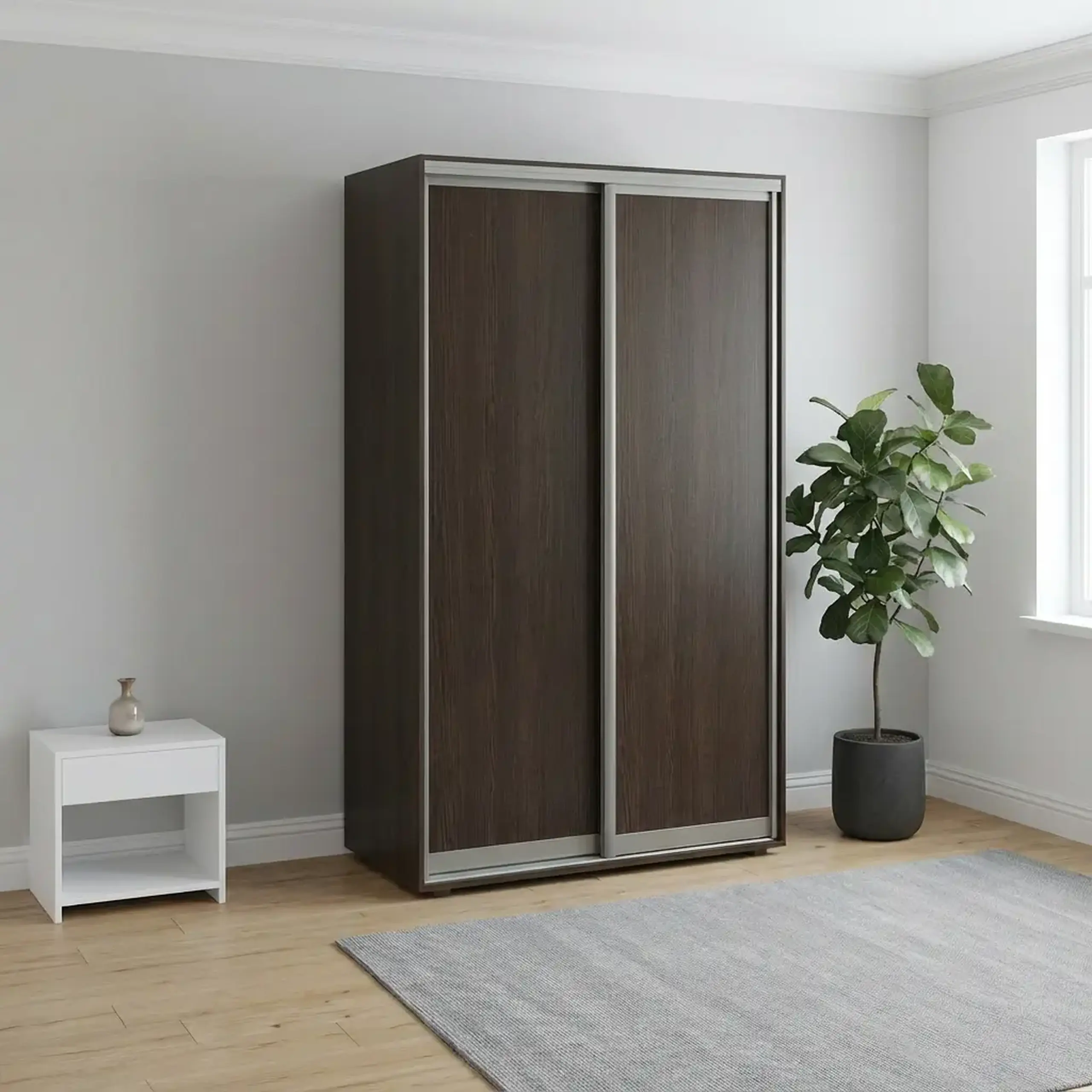 Dulap Cupe Fenix cu 2 usi, 2 PAL, Wenge, 150x60x240 cm