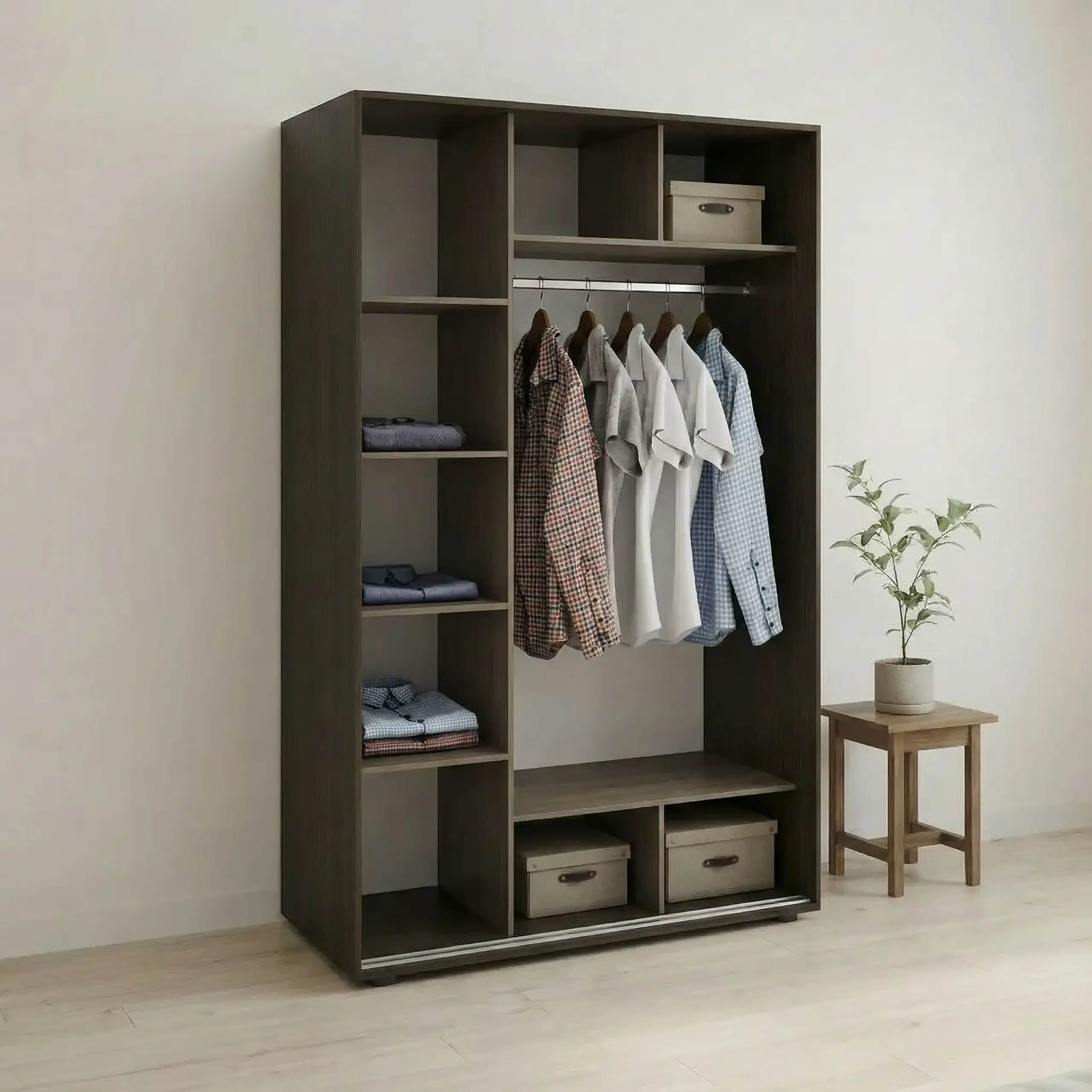 Dulap Cupe Fenix cu 2 usi, 2 PAL, Wenge, 150x60x240 cm
