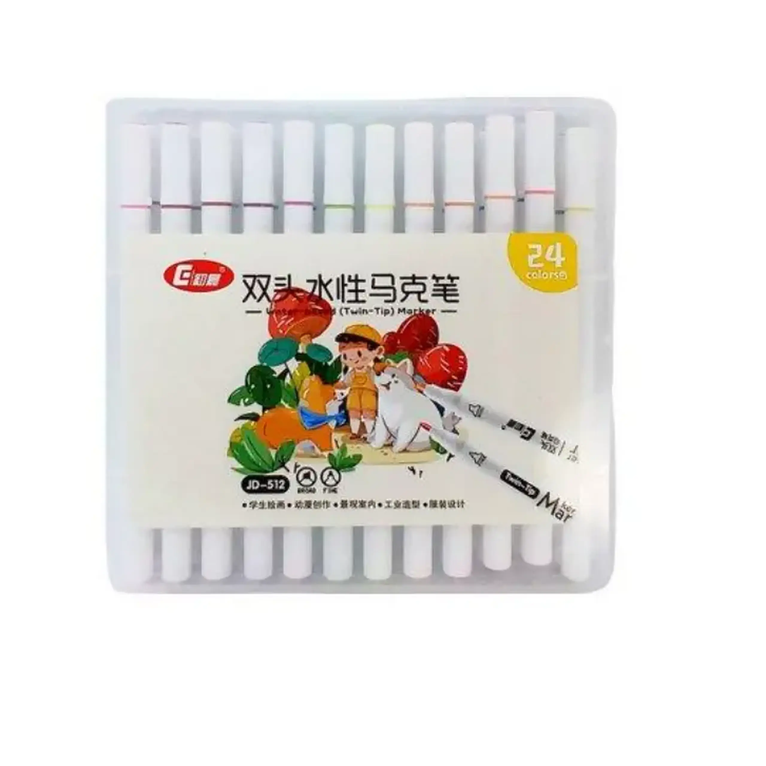 Carioci 24 culori 2 parti virf tesit/rotund ML49-6(cut.plast)