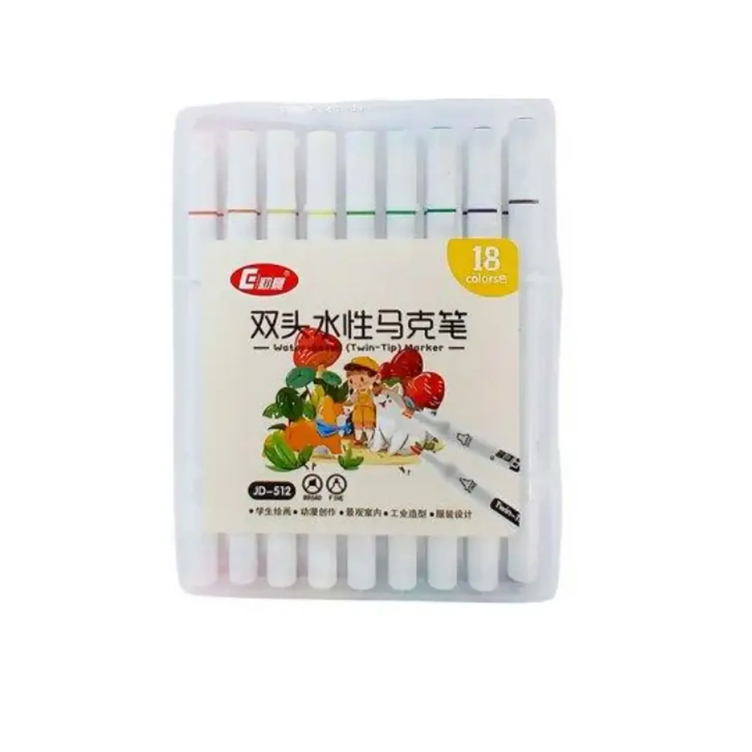 Carioci 18 culori 2 parti virf tesit/rotund ML49-5 (cut.plast)
