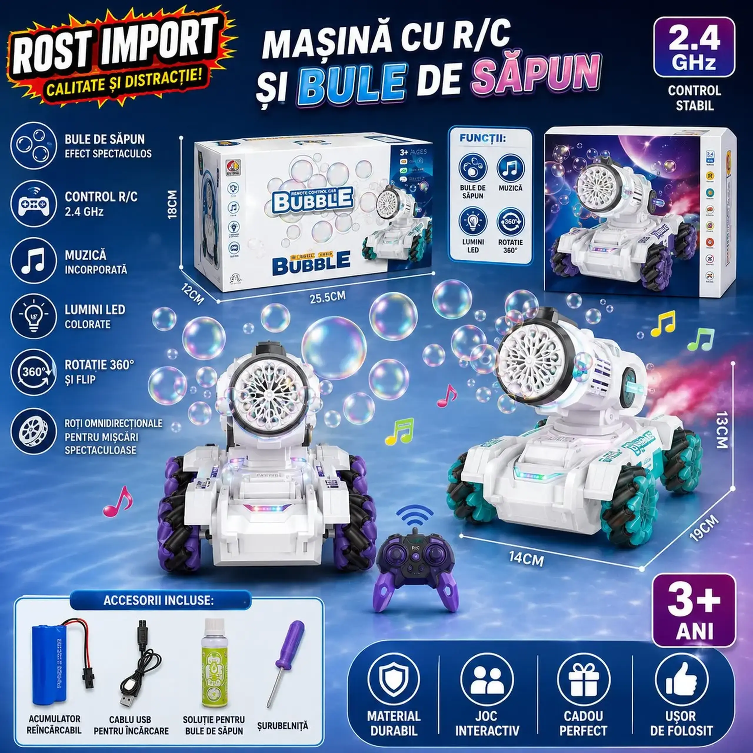Masina cu R/C si bule de sapun