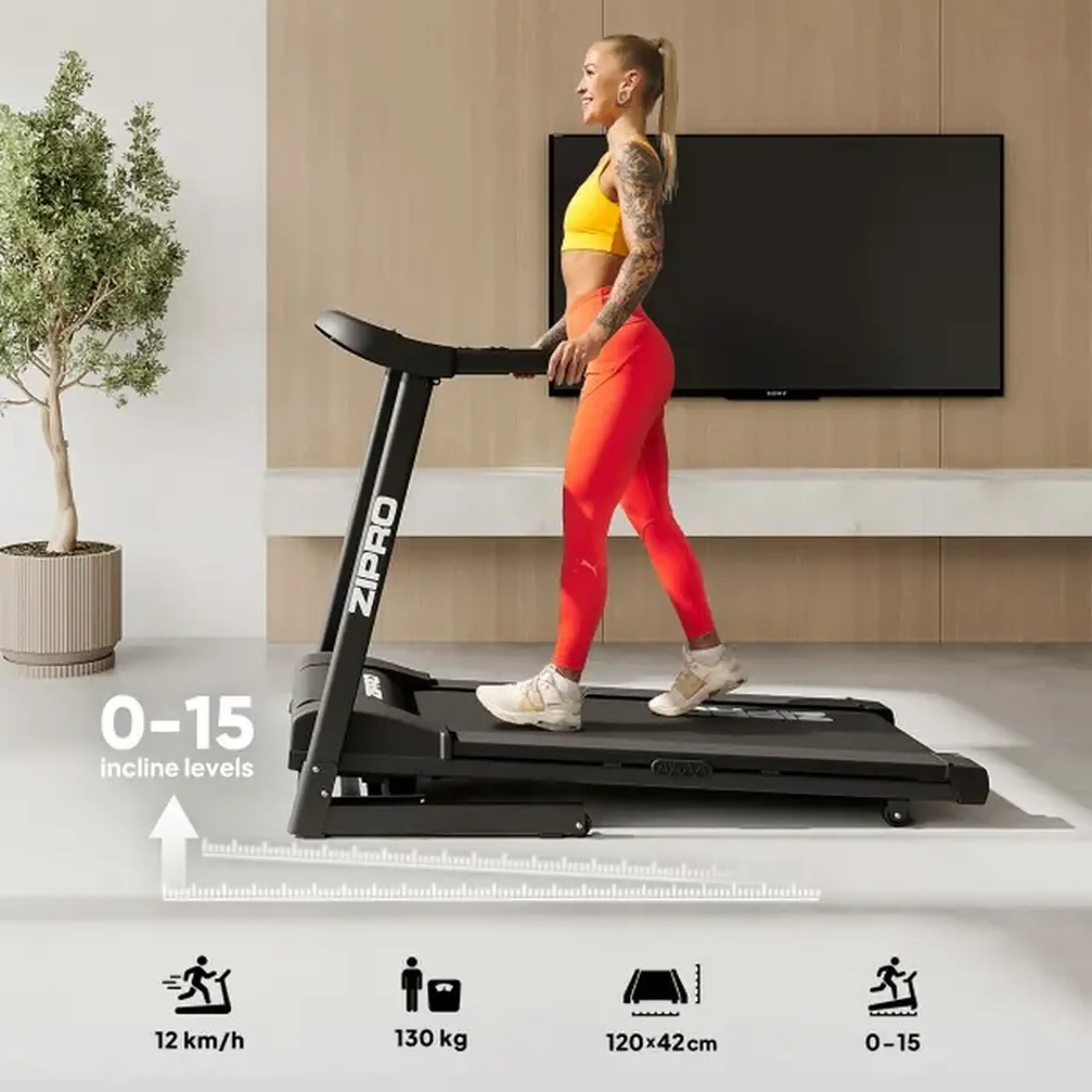 Bandă de alergat Zipro Pulse, Negru