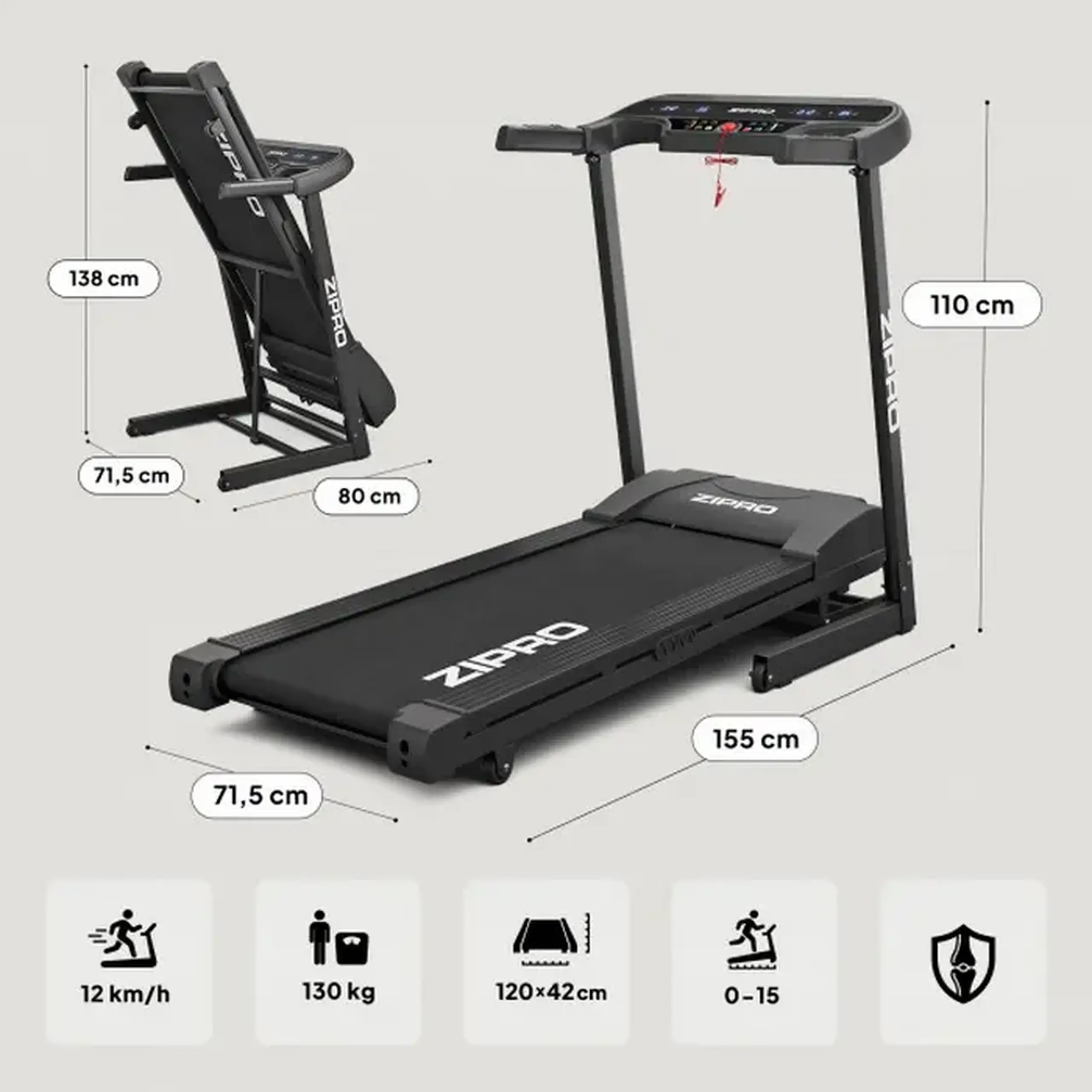 Bandă de alergat Zipro Pulse, Negru