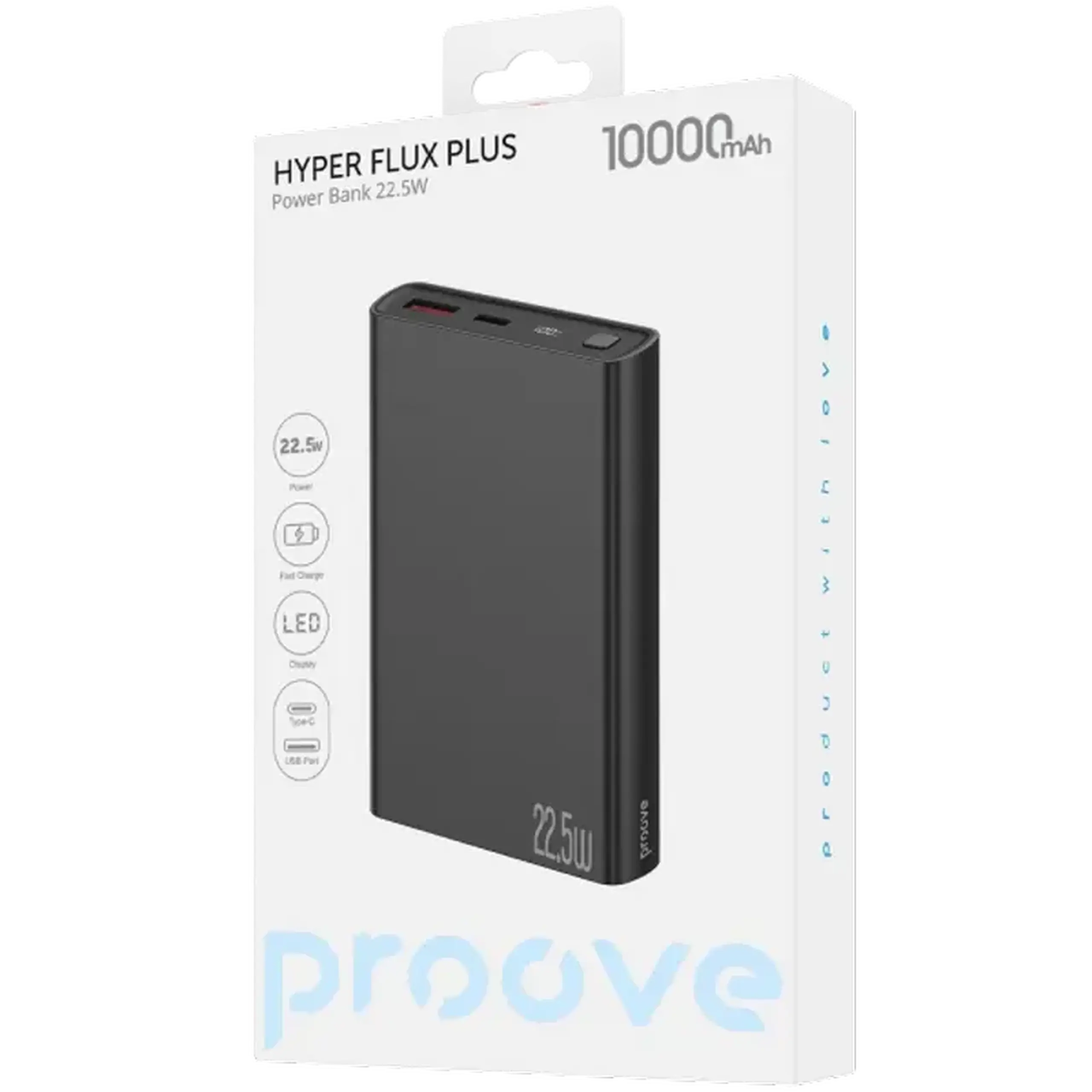 Acumulator extern Proove Hyper Flux Plus, 10000mAh, Negru