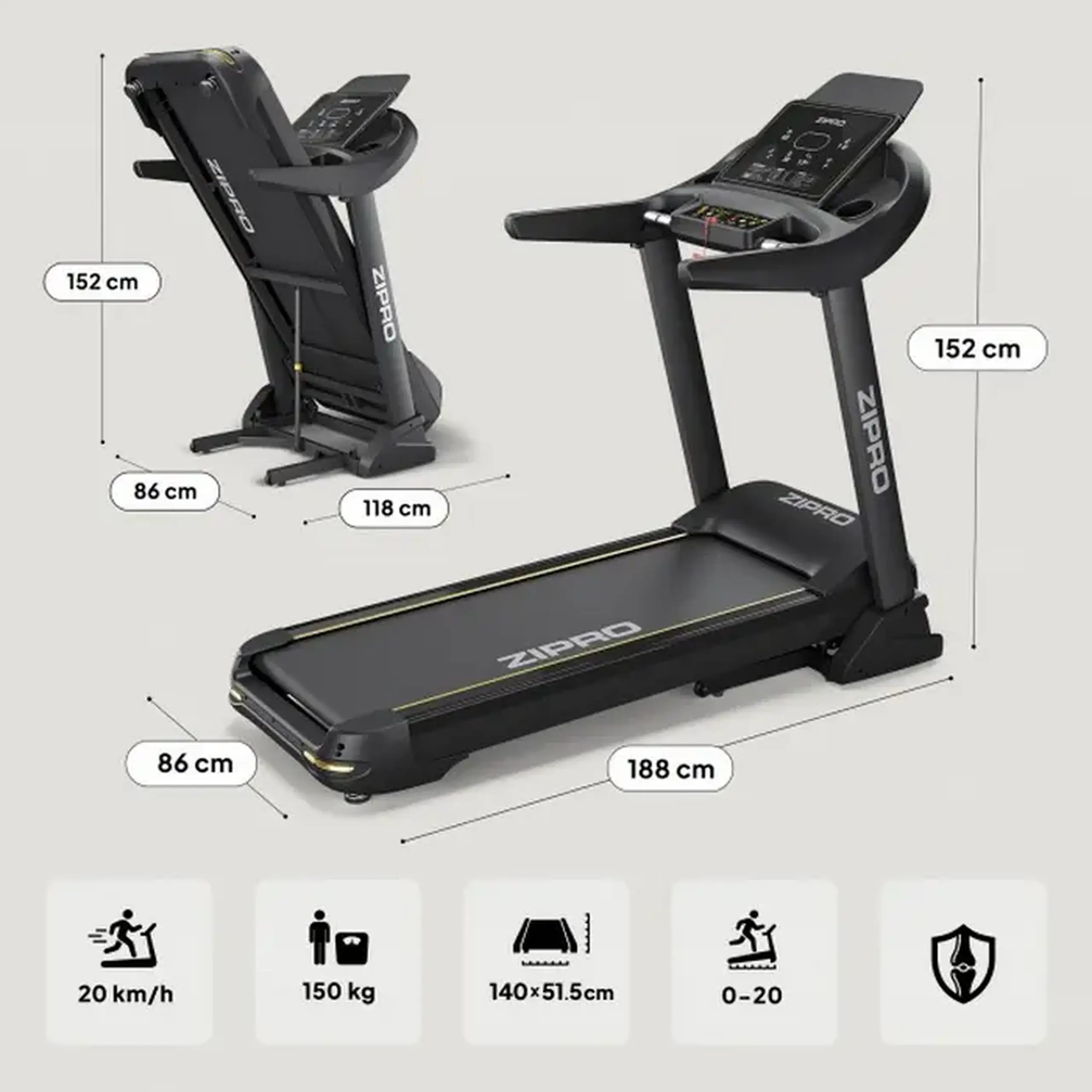Bandă de alergat Zipro Pacemaker iConsole+ Negru