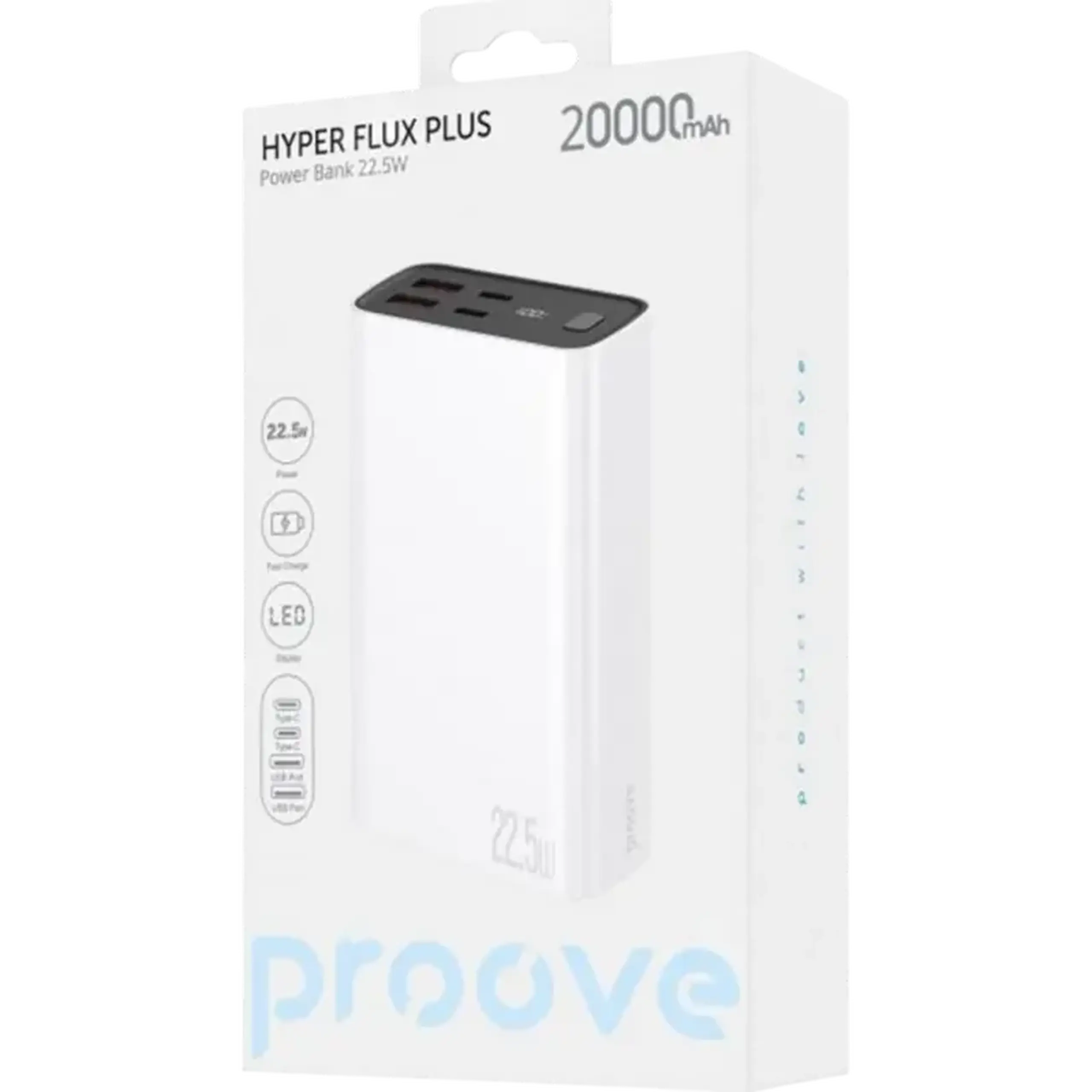Acumulator extern Proove Hyper Flux Plus, 20000mAh, Alb