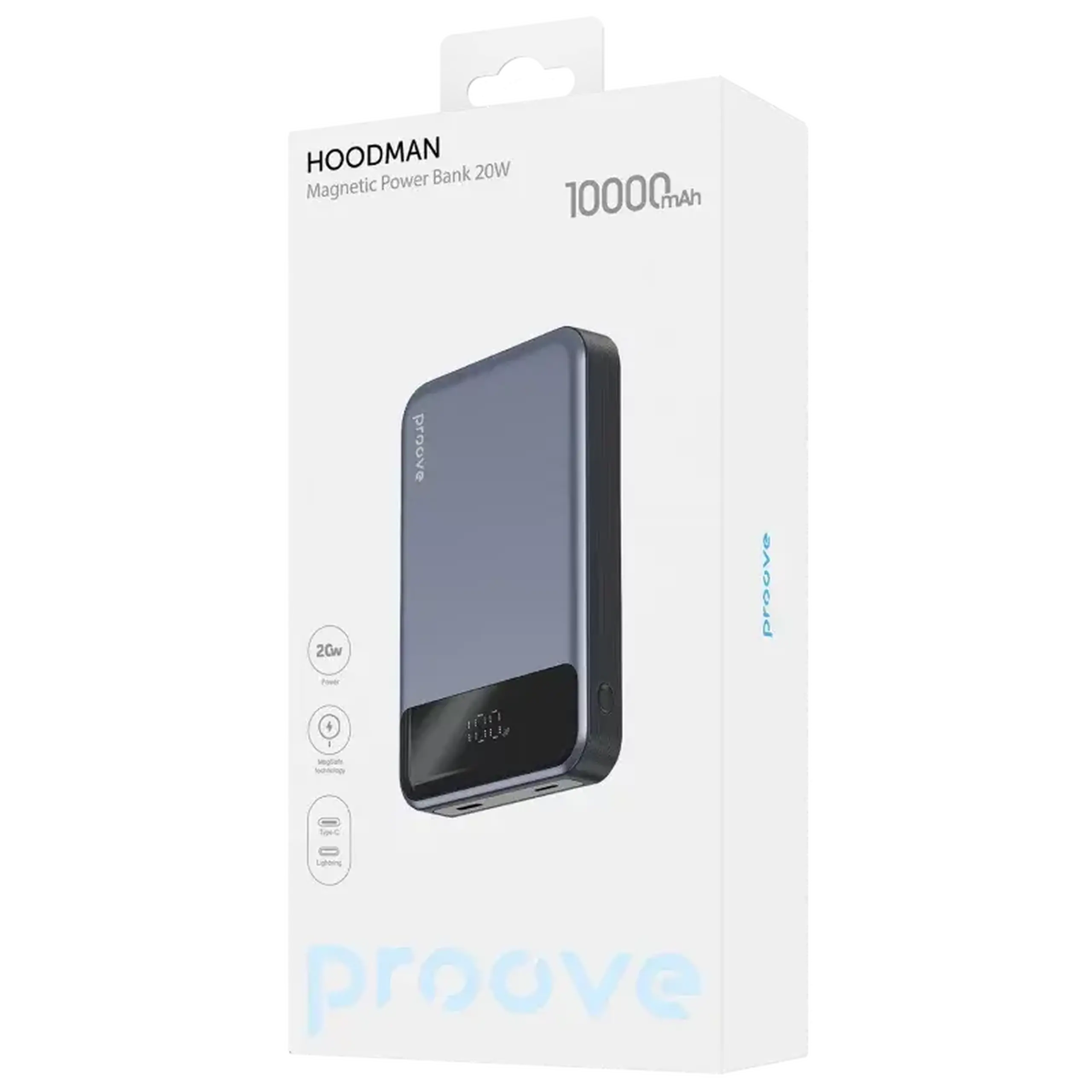 Acumulator extern Proove Hoodman Magnetic, 10000mAh, Gri