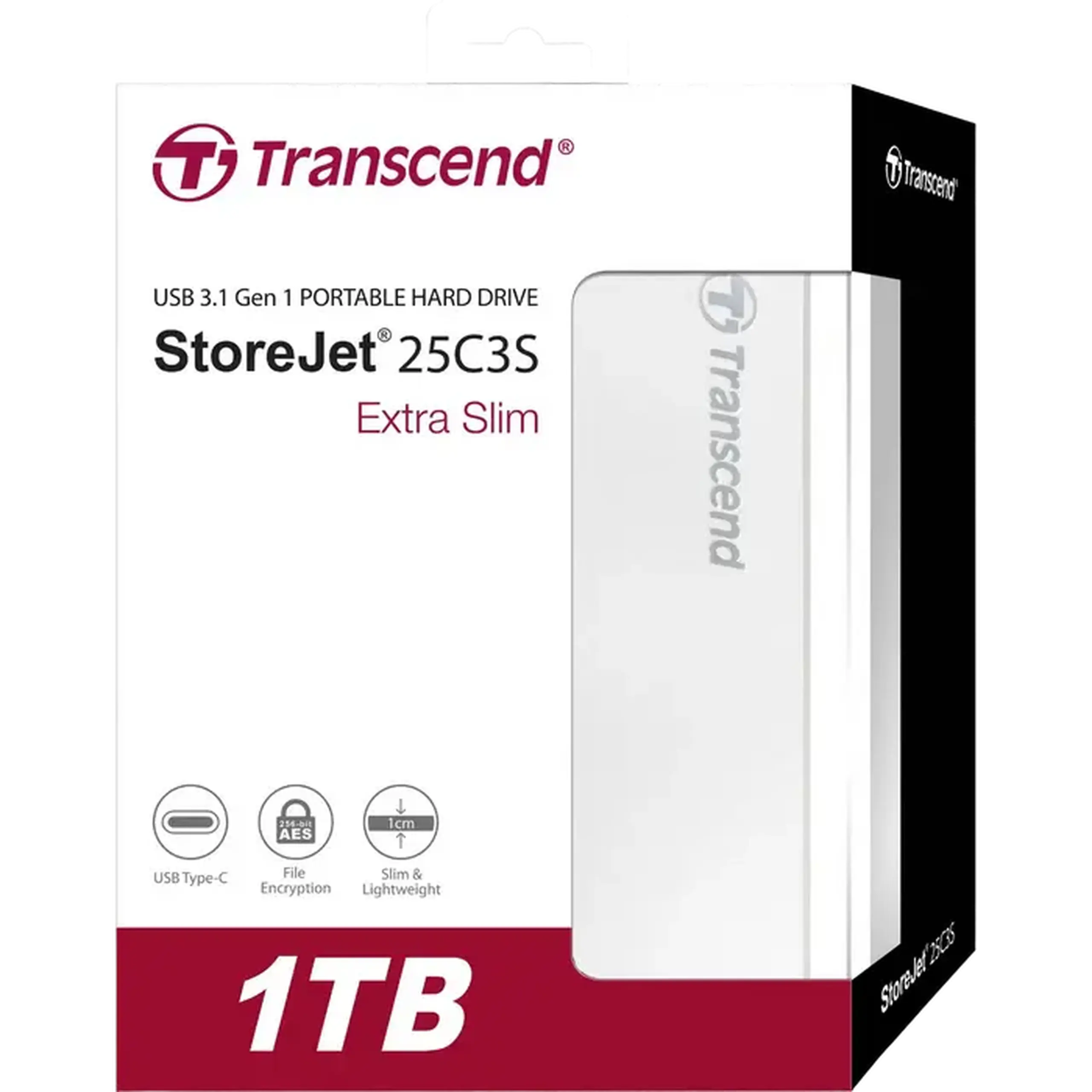 HDD portabil extern Transcend StoreJet 25C3S, 1 TB, Argintiu (TS1TSJ25C3S)
