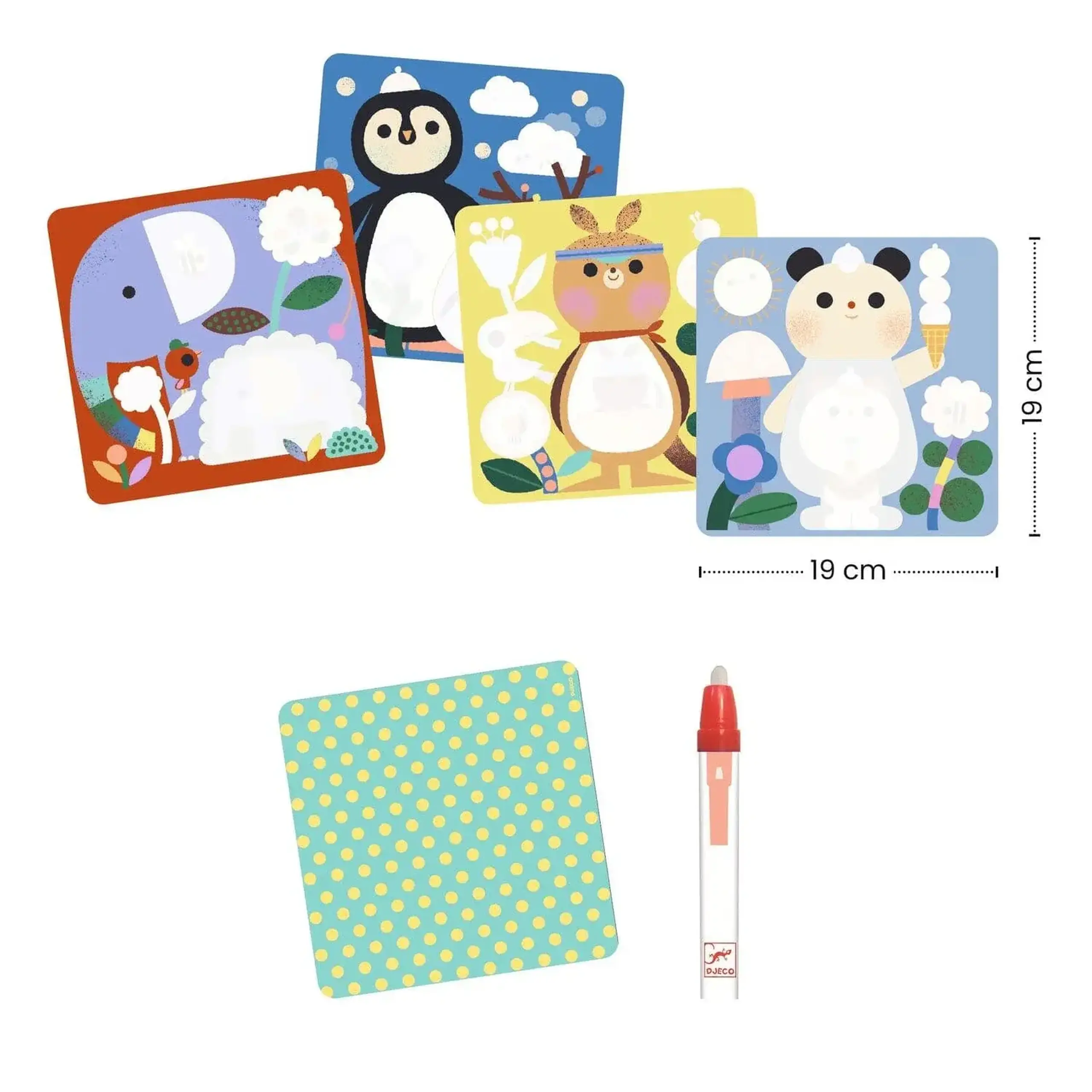 Set reutilizabil de colorat cu apă „Pui de animale” — Djeco