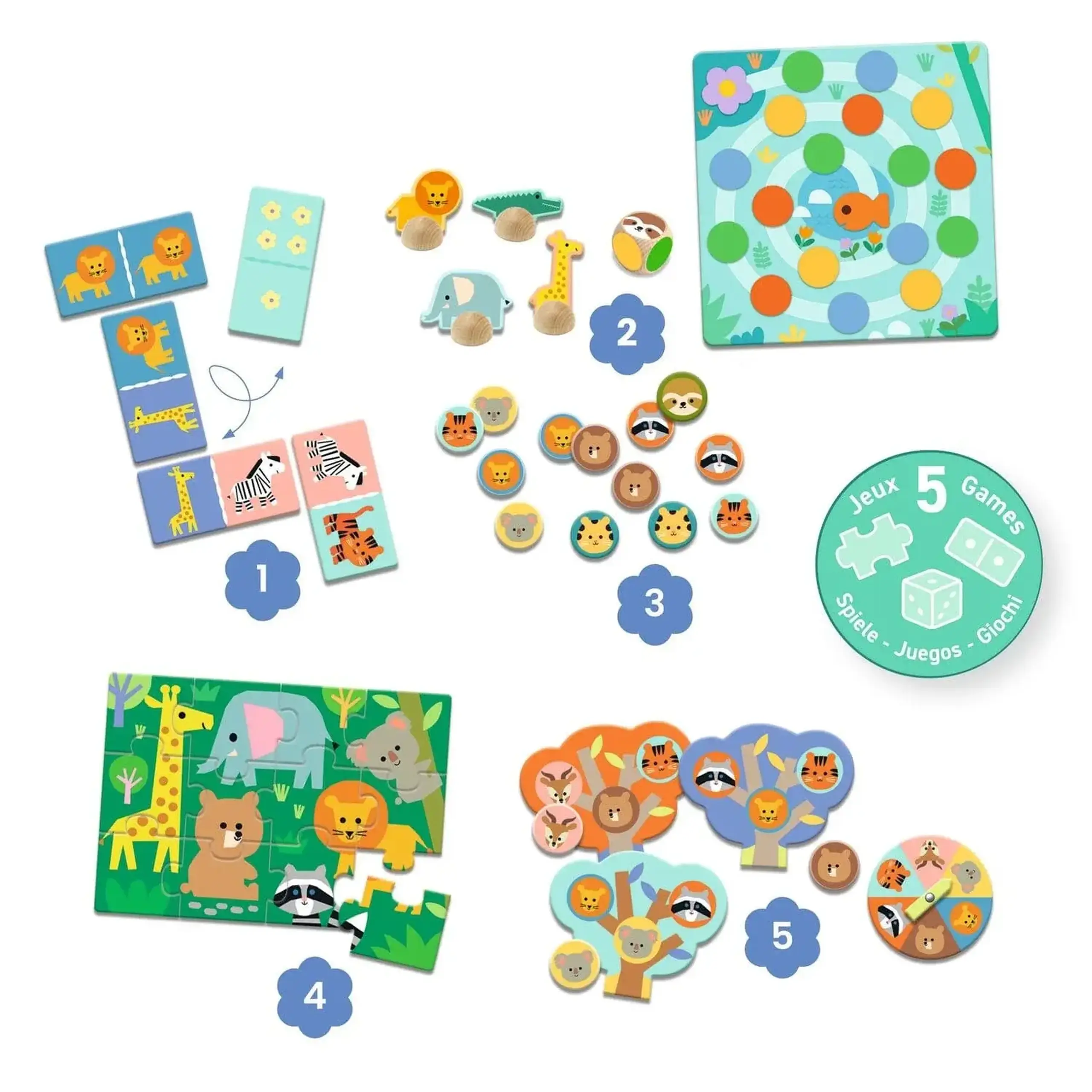 Set cu 5 jocuri educative Animale sălbatice — Djeco
