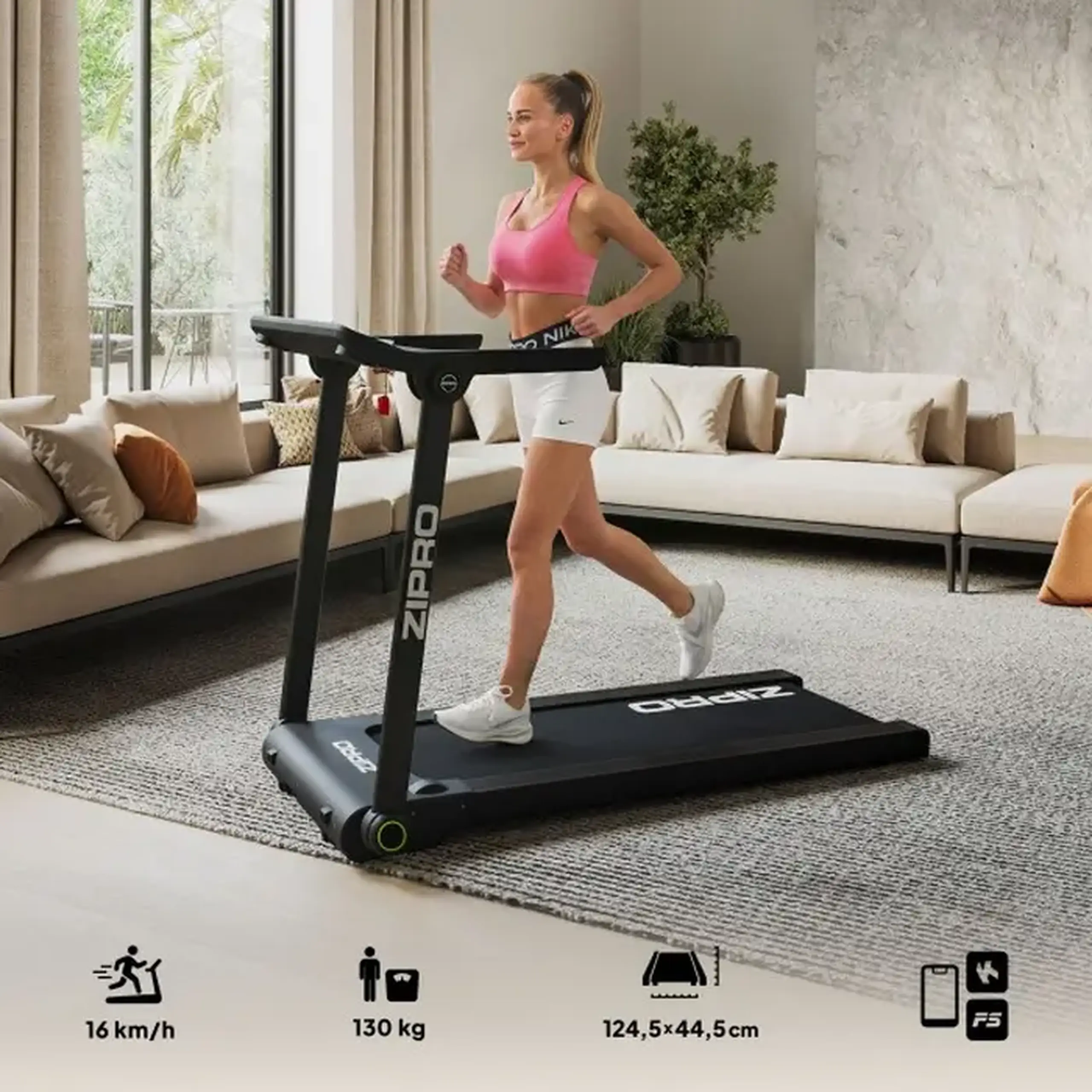 Bandă de alergat Zipro Pacto iConsole Plus, Negru¶