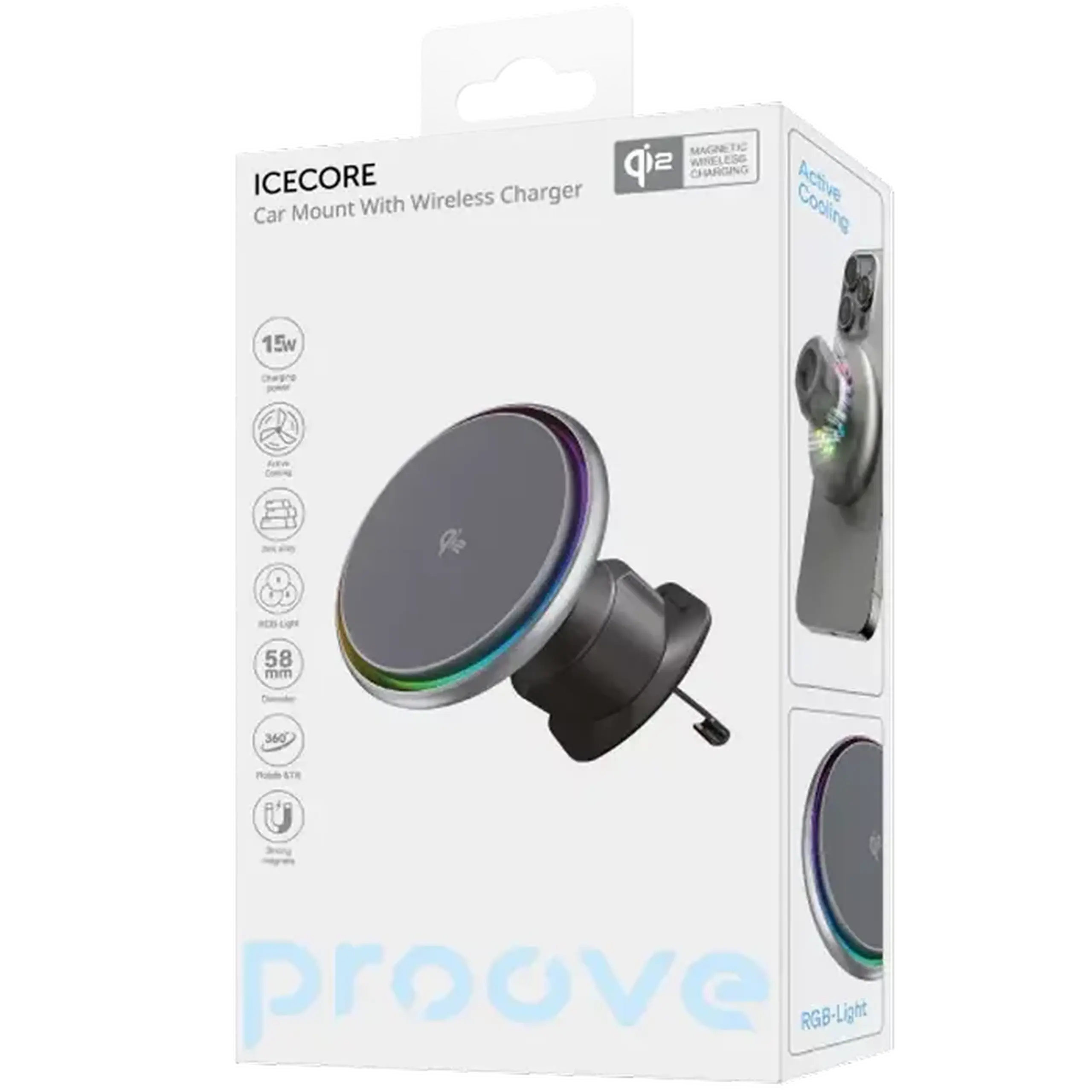 Suport Auto Proove Icecore Qi2, Gri