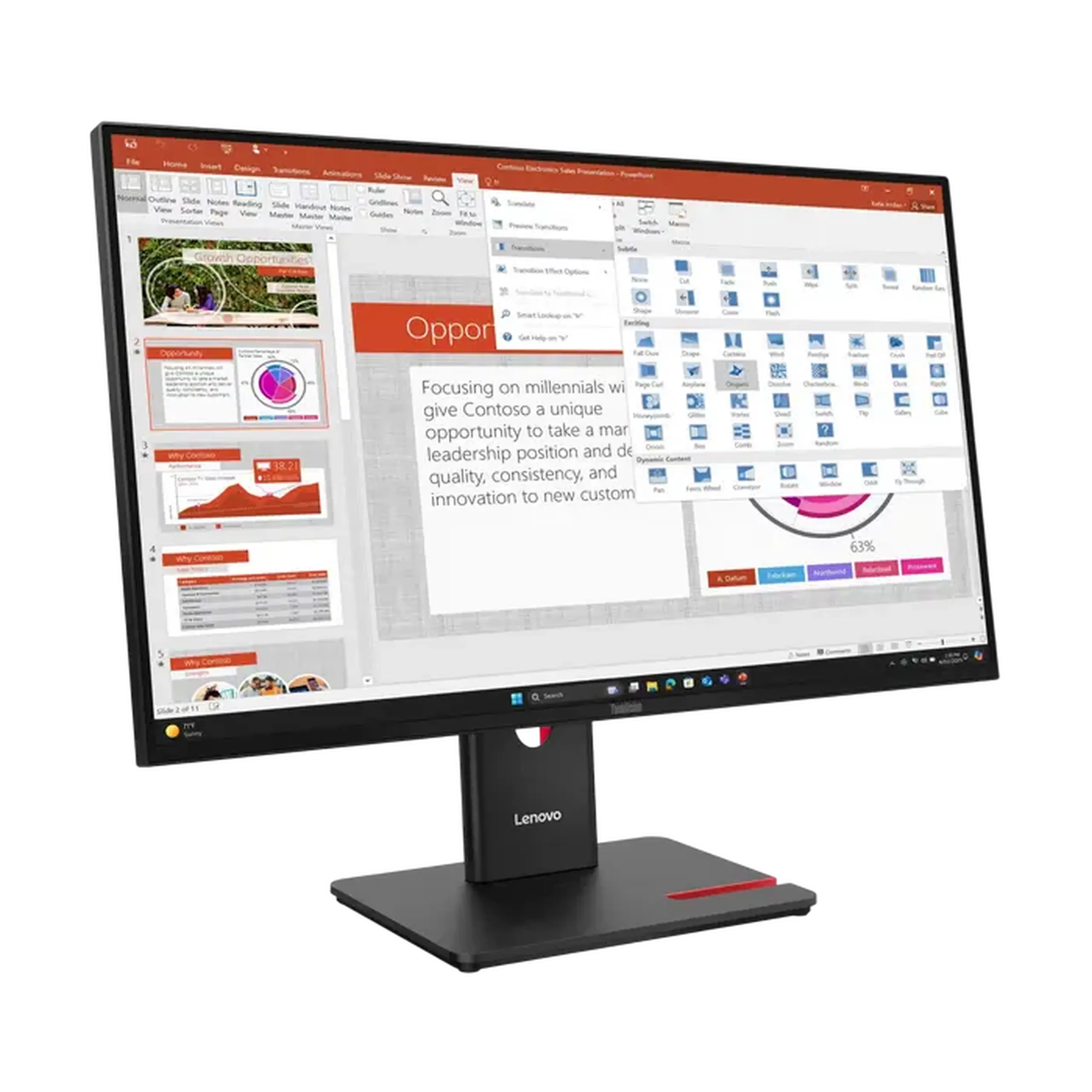 27" Monitor Lenovo ThinkVision T27-40, IPS 1920x1080 FHD, Negru