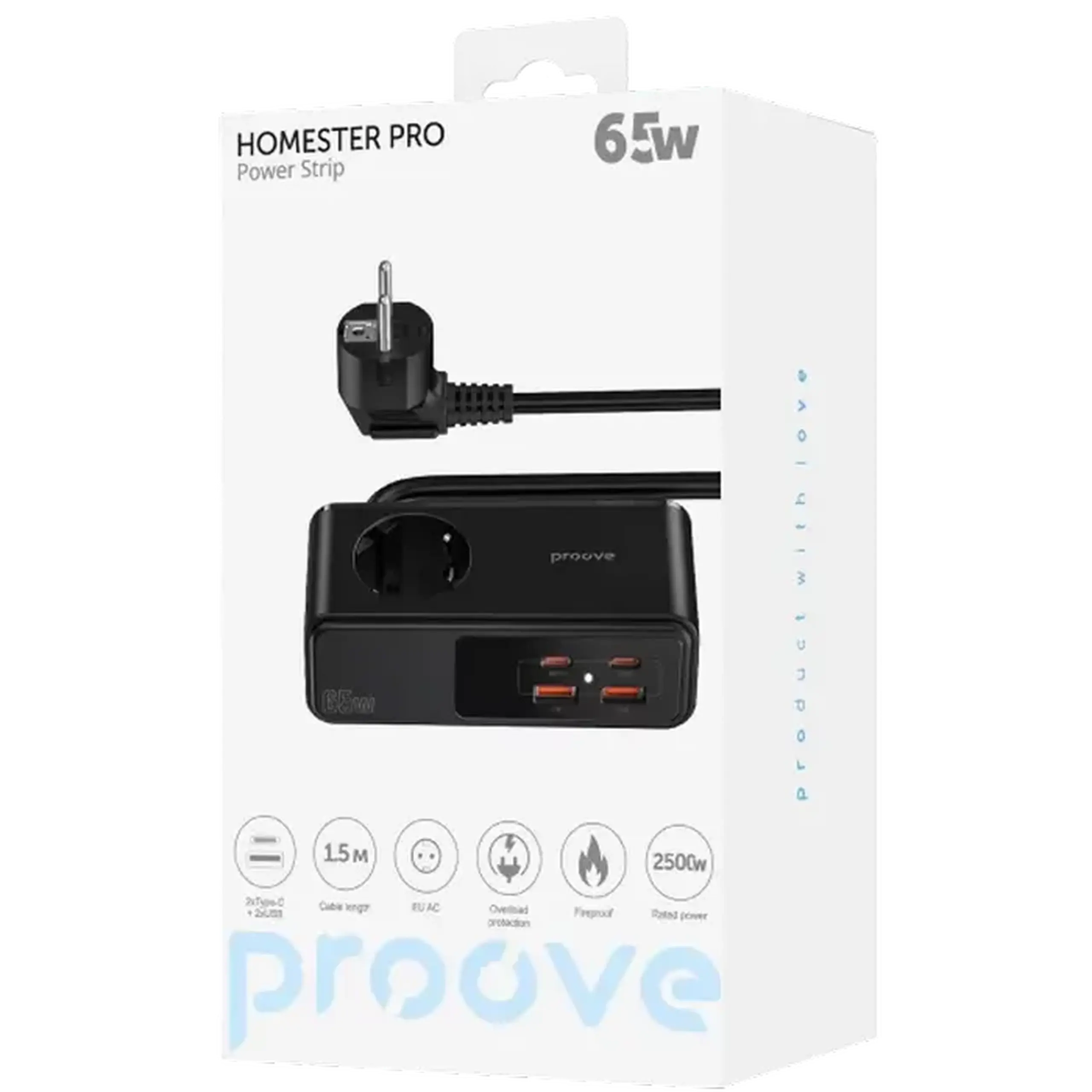 Prelungitor electric Proove Homester Pro, 1 Prize, 1,5m, Negru