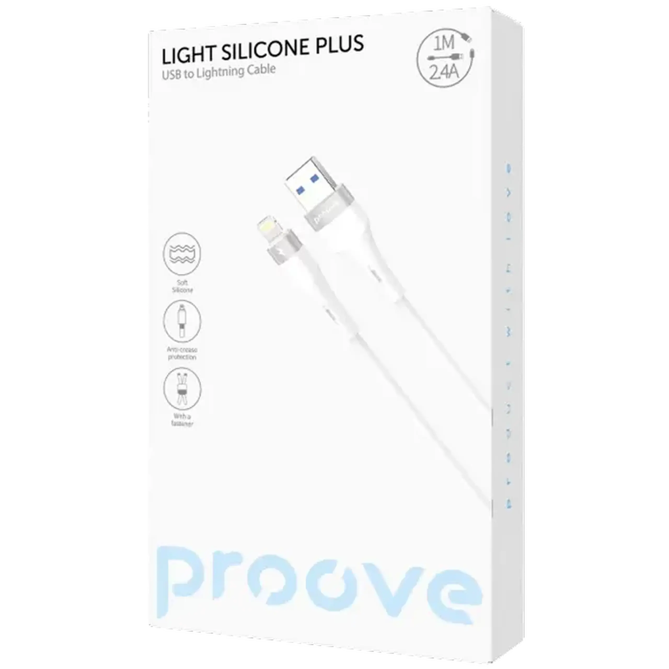 Cablu încărcare și sincronizare Proove Light Silicone Plus, USB Type-A/Lightning, 1m, Alb