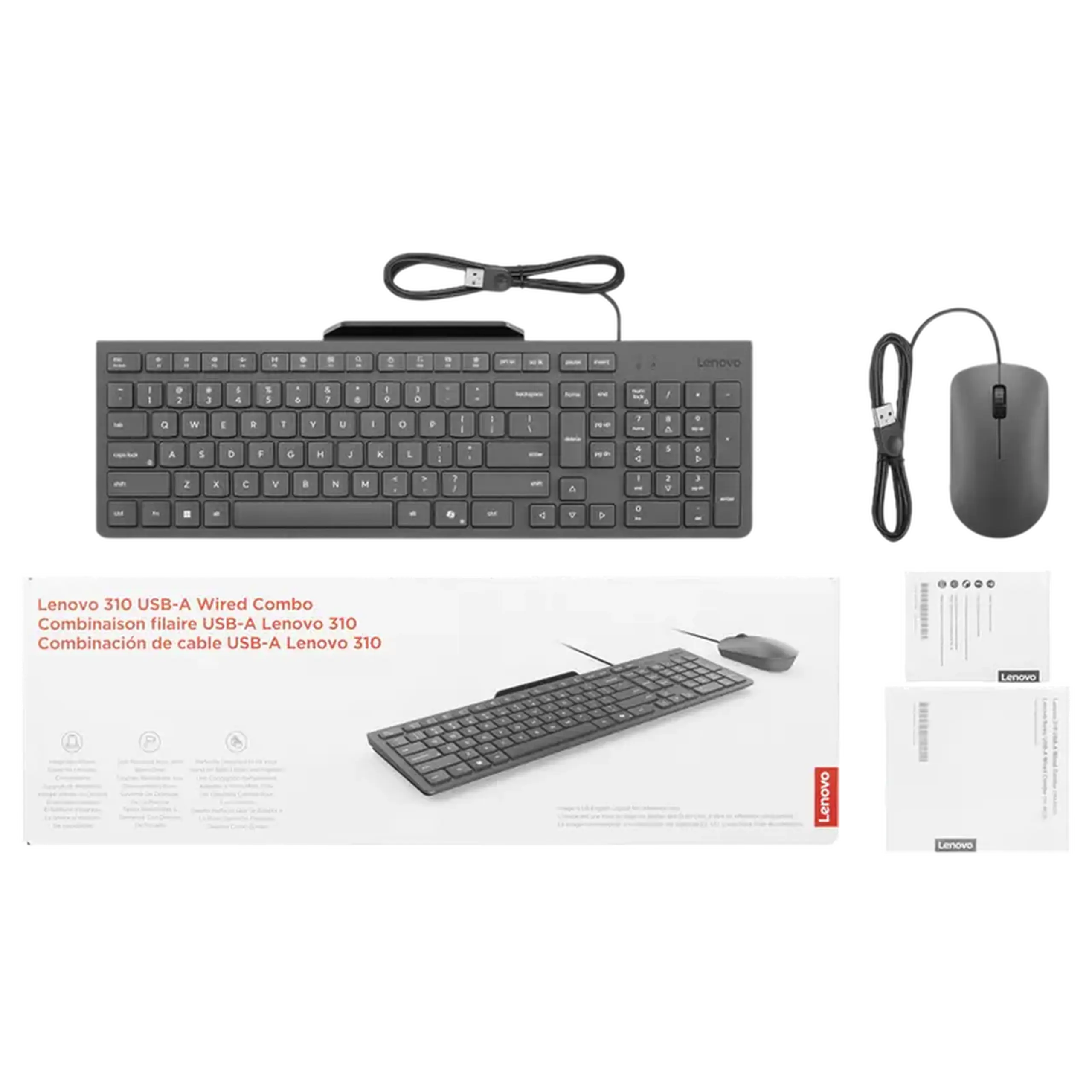 Set Tastatură + Mouse Lenovo 310, Cu fir, Luna Grey