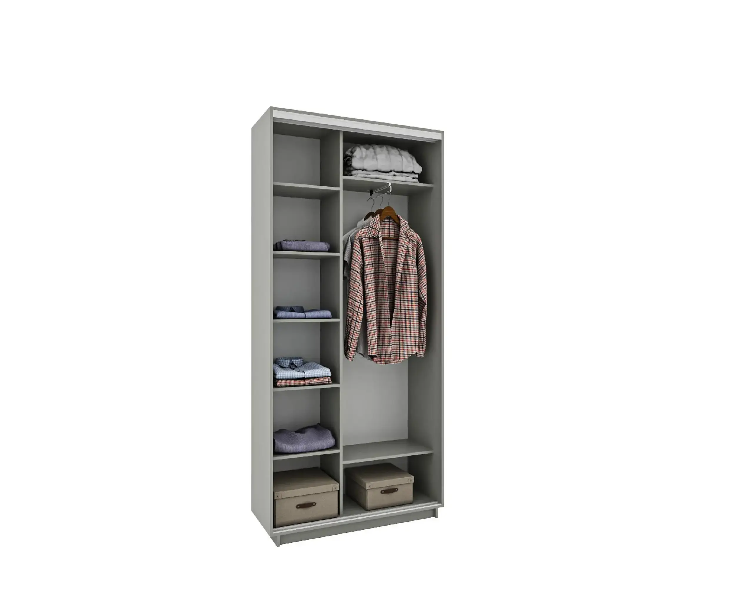 Dulap Cupe 4home, 1PAL 1Oglinda, Gri Grafit, 110x45x240 cm
