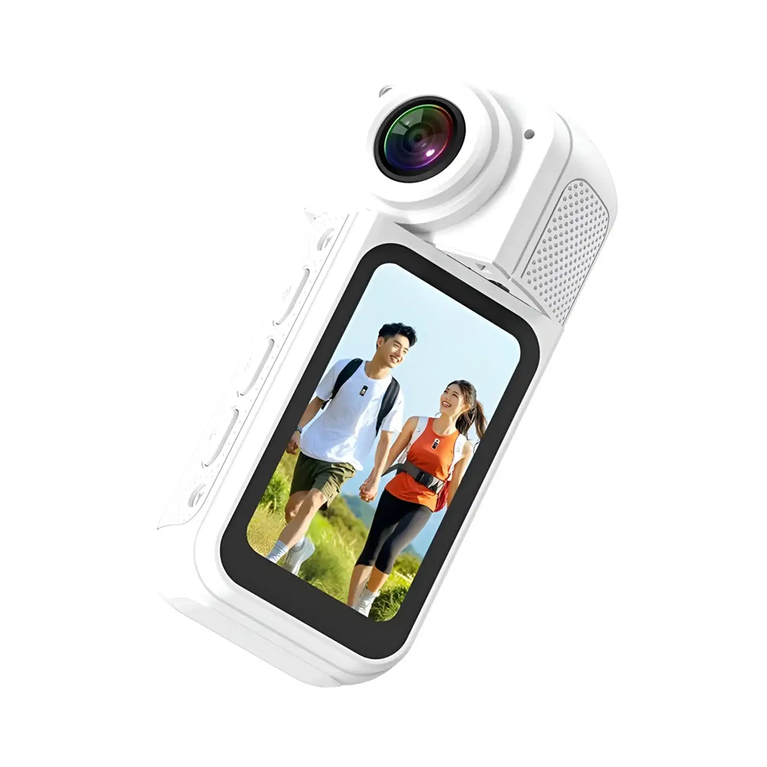 Mini Action Camera S70 Lens 2.7K, 180 Rotation, White