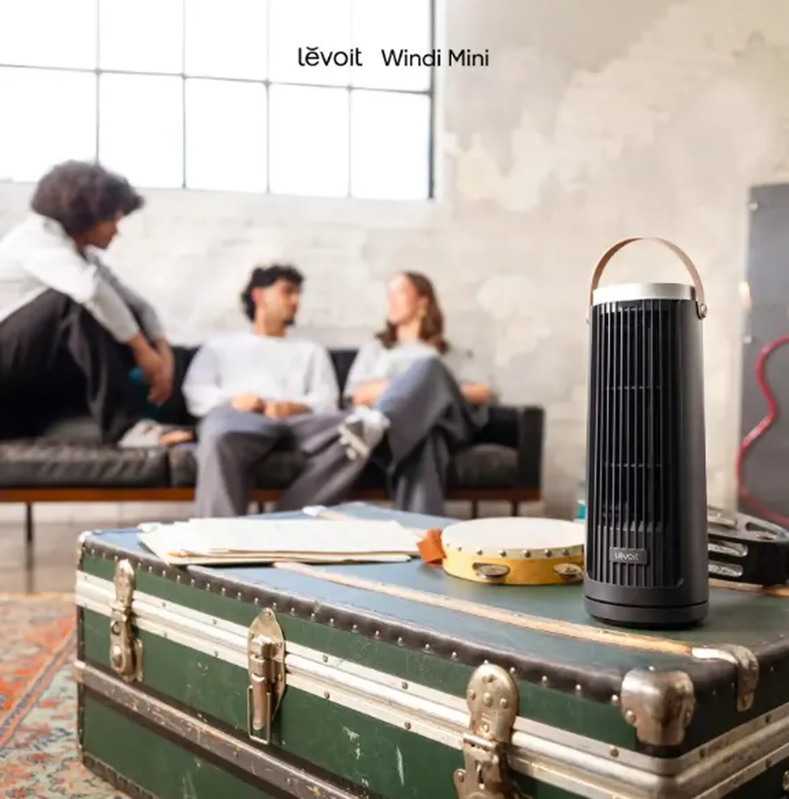 Ventilator turn Levoit Windi Mini, 33, 5cm, LTF-F132-BEUR, Nivel zgomot 20 dB, Portabil, Temporizator de pana la 12h, 7.5W, Oscilatie de 90°, 5 Trepte viteza, Turbo, Telecomanda, Negru