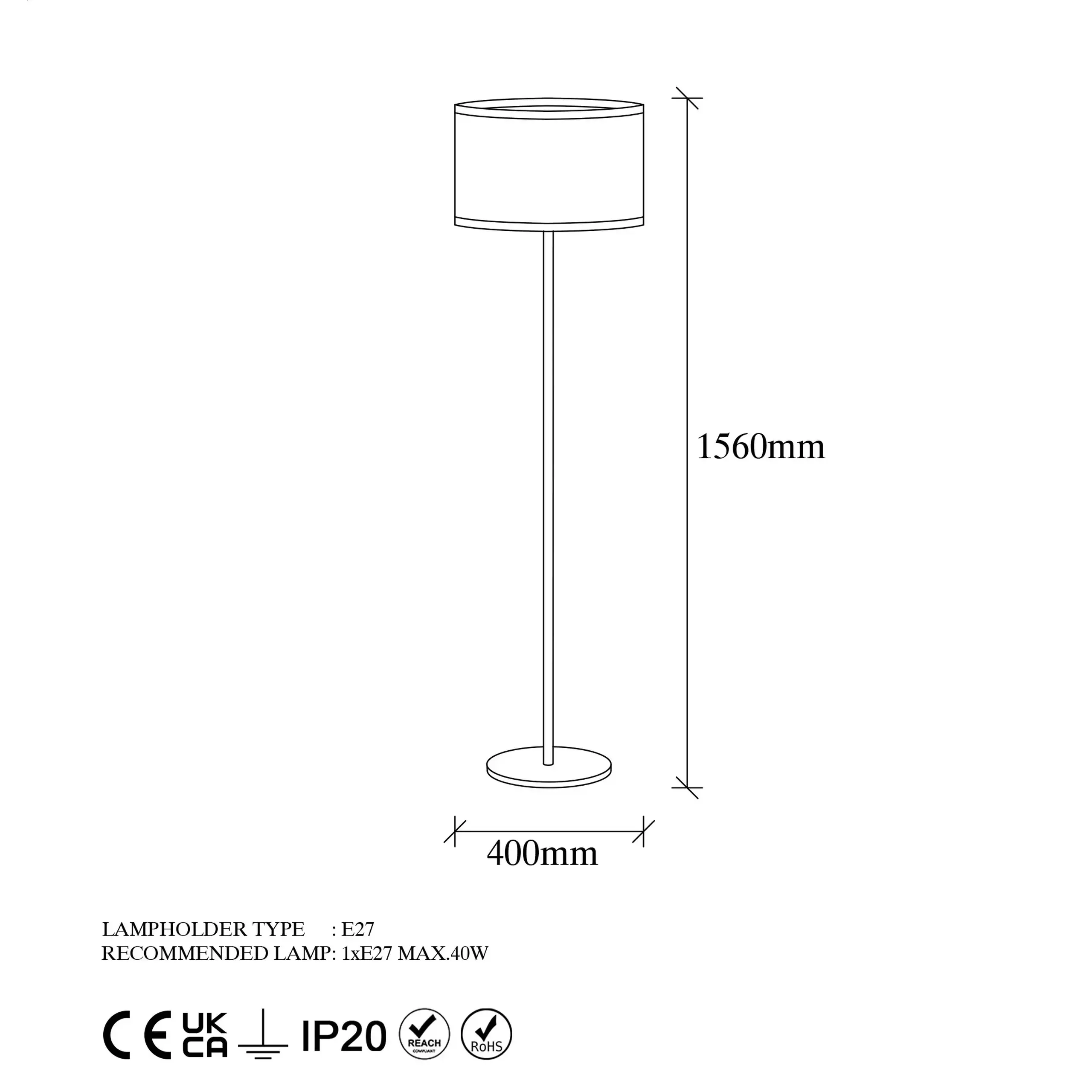 Lampa de podea Calea - 11612 40 x 156 x 40 cm