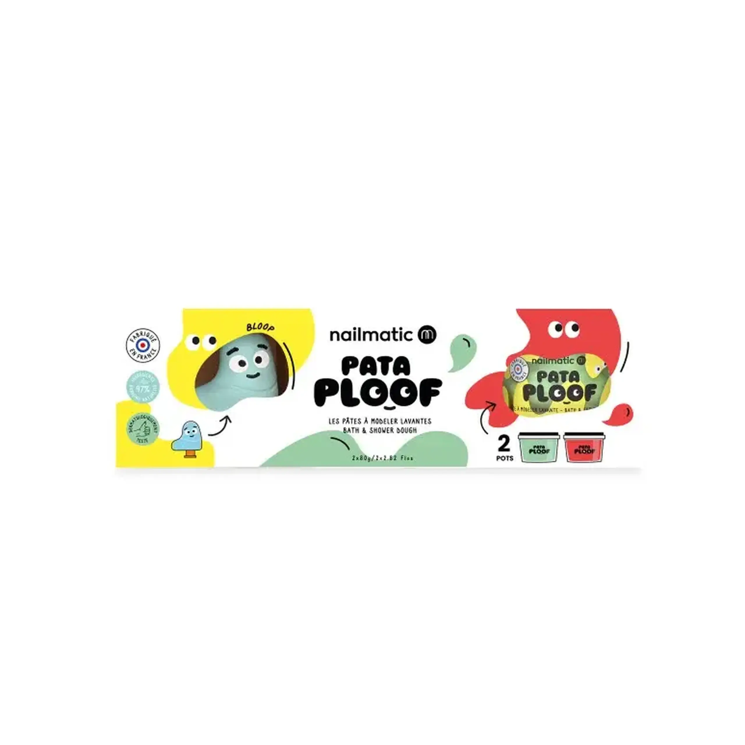 Set Pataploof cu plastilină lavantă verde și roșie, Bloop — Nailmatic Kids