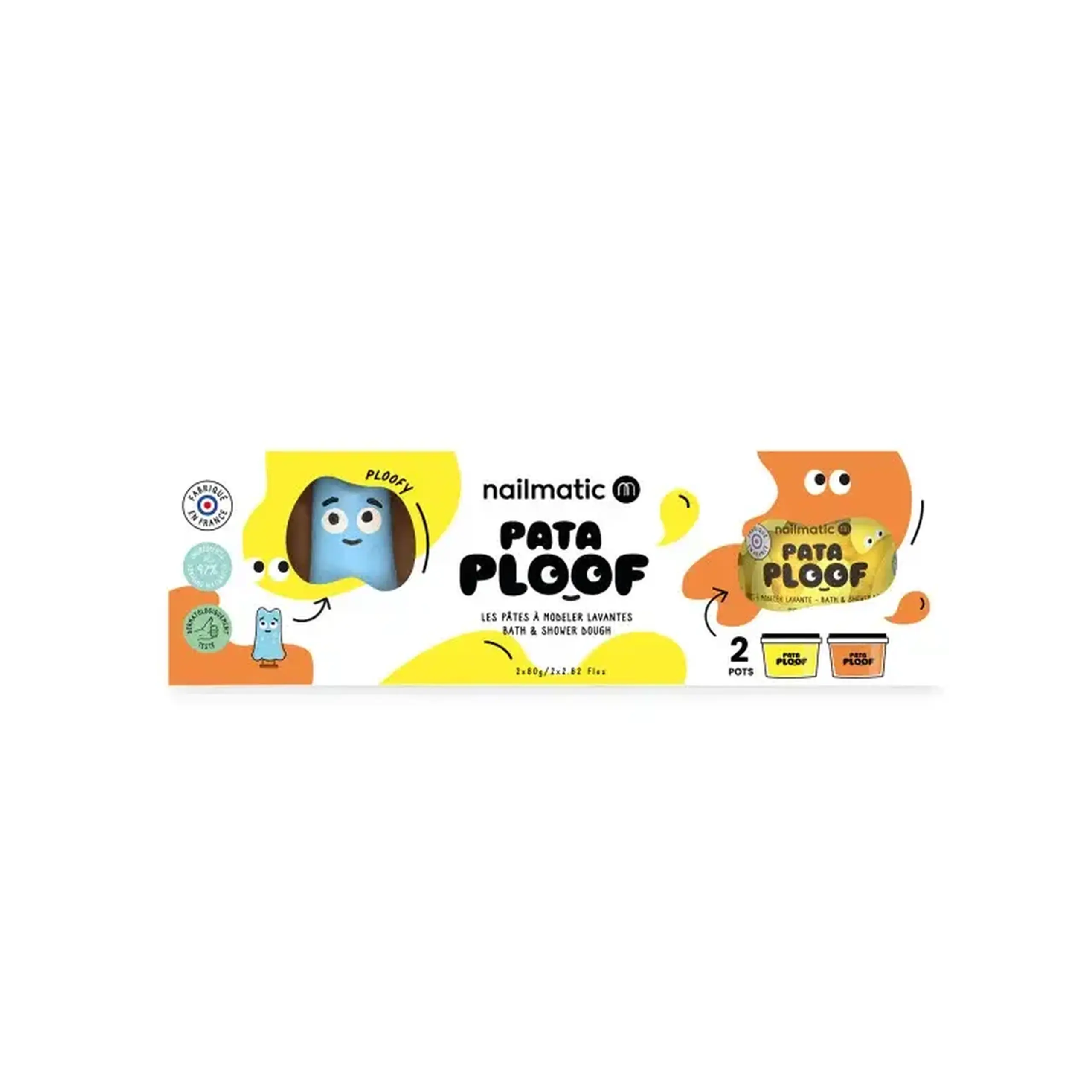Set Pataploof cu plastilină lavantă portocalie și galbenă, Ploofy — Nailmatic Kids