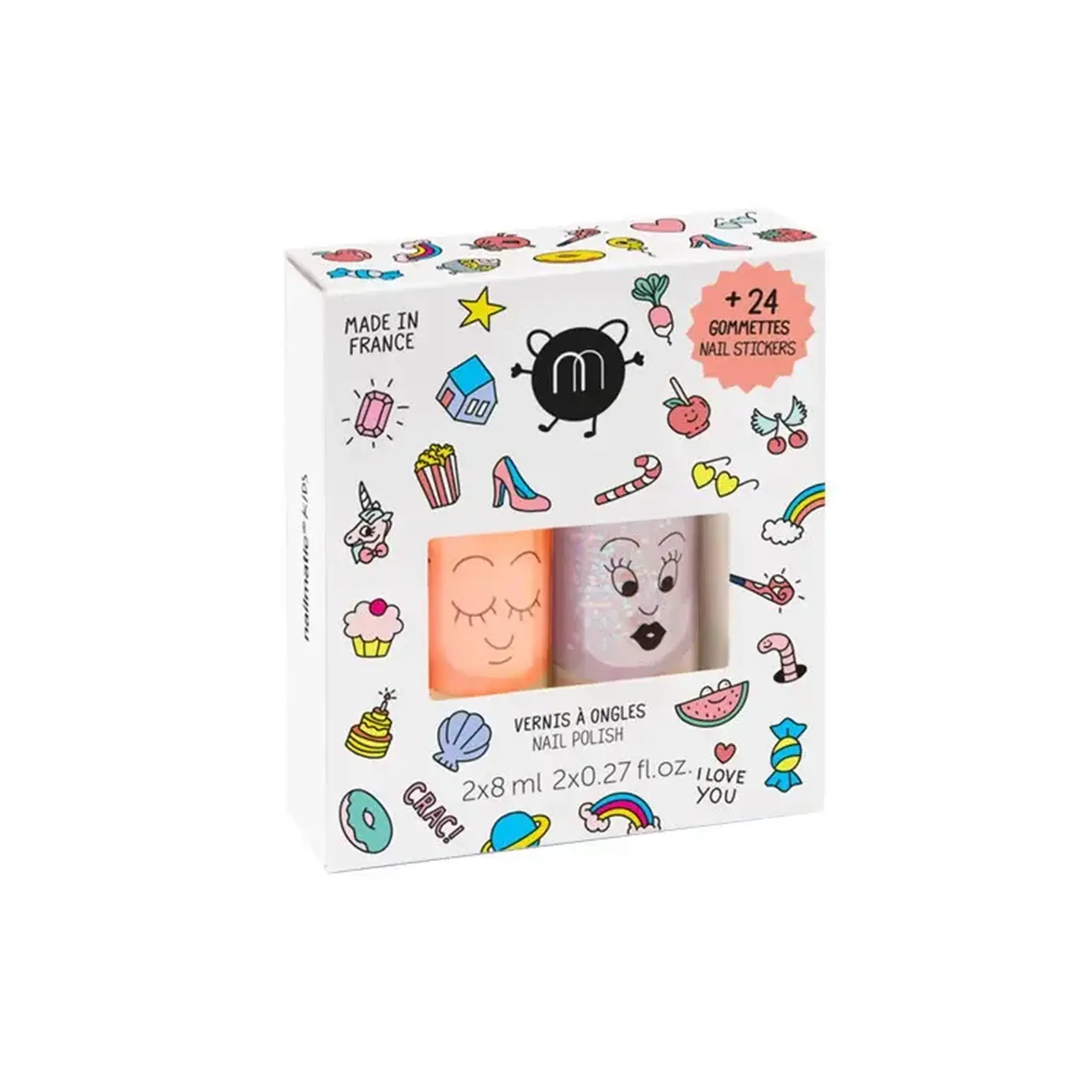 Set manichiură CRAC cu 2 oje și 24 de stickere — Nailmatic