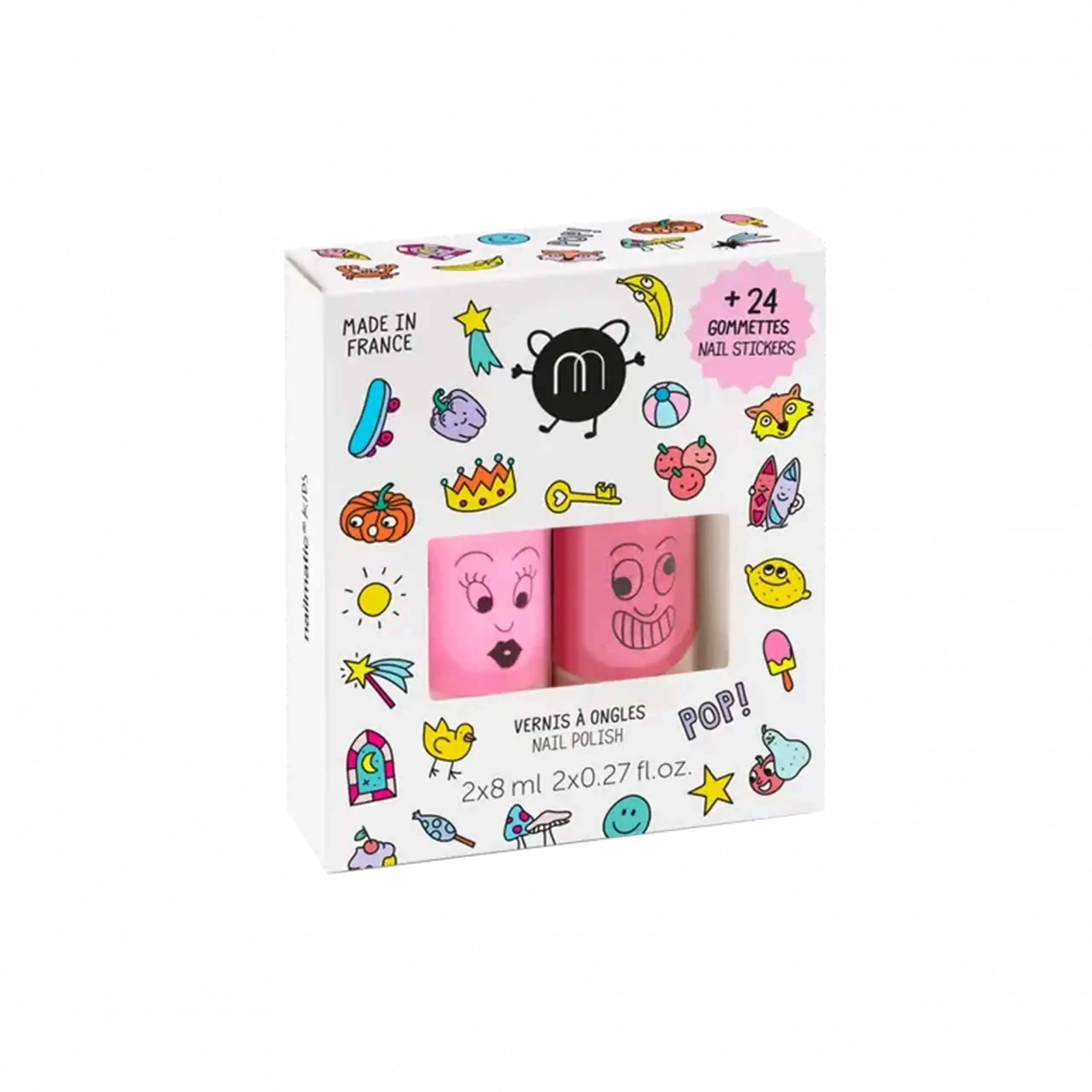 Set manichiură POP cu 2 oje și 24 de stickere — Nailmatic