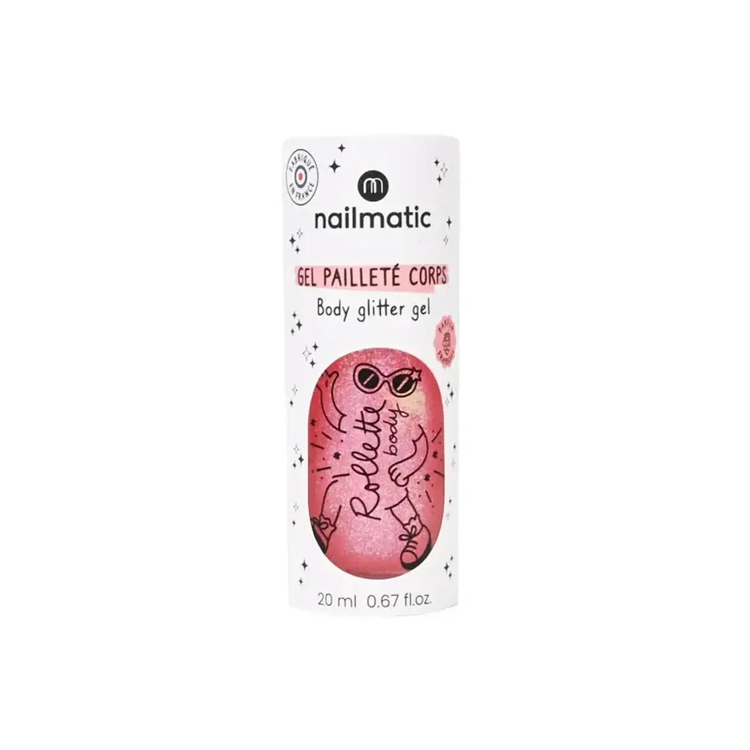 Gel de corp cu sclipici Body Rollette Raspberry — Nailmatic Kids