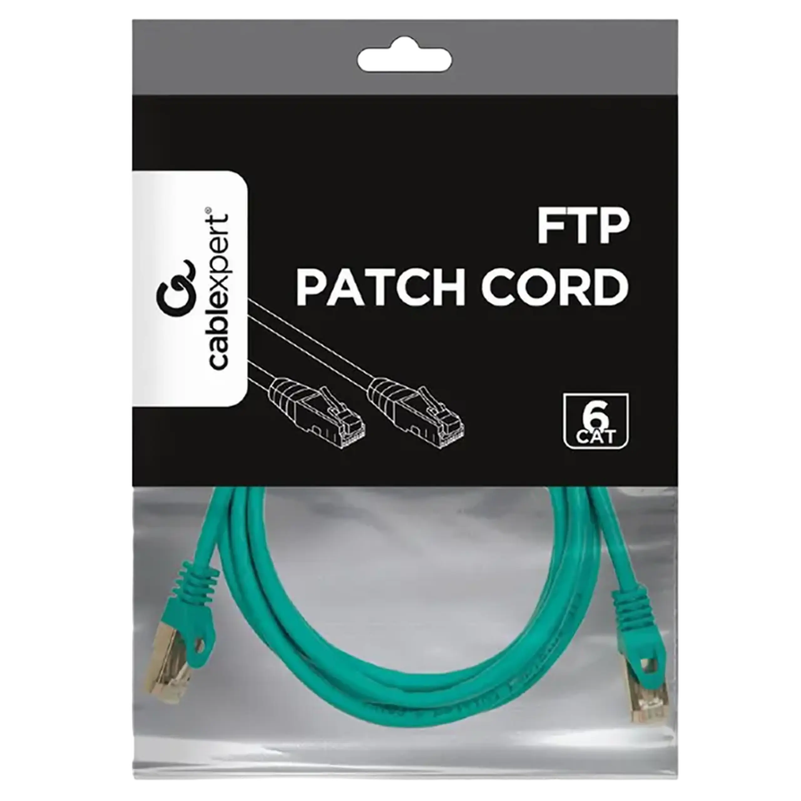 Patch cord Cablexpert PP6-2M/G, Cat6 FTP, 2m, Verde