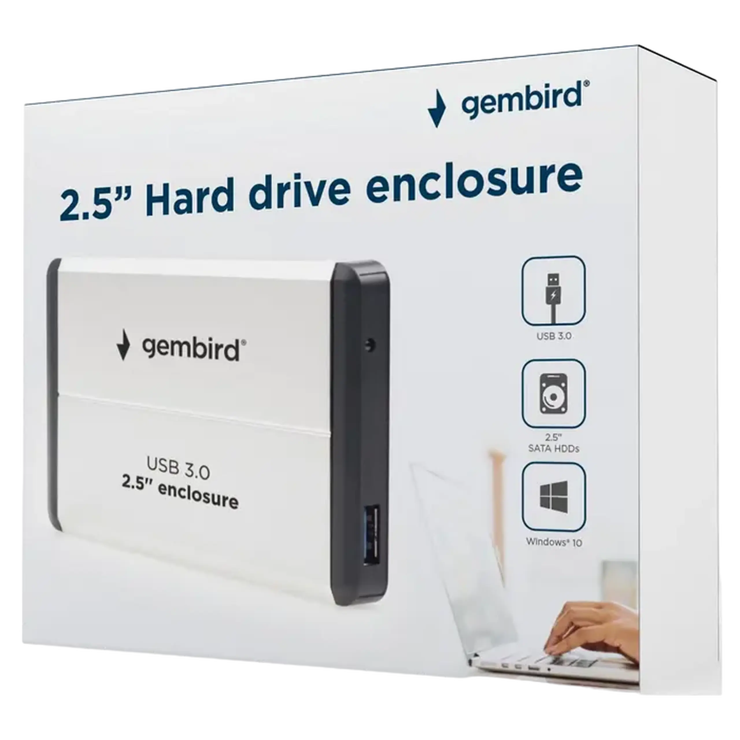 Carcasă externă Gembird EE2-U3S-2-S, Argintiu (EE2-U3S-2-S)