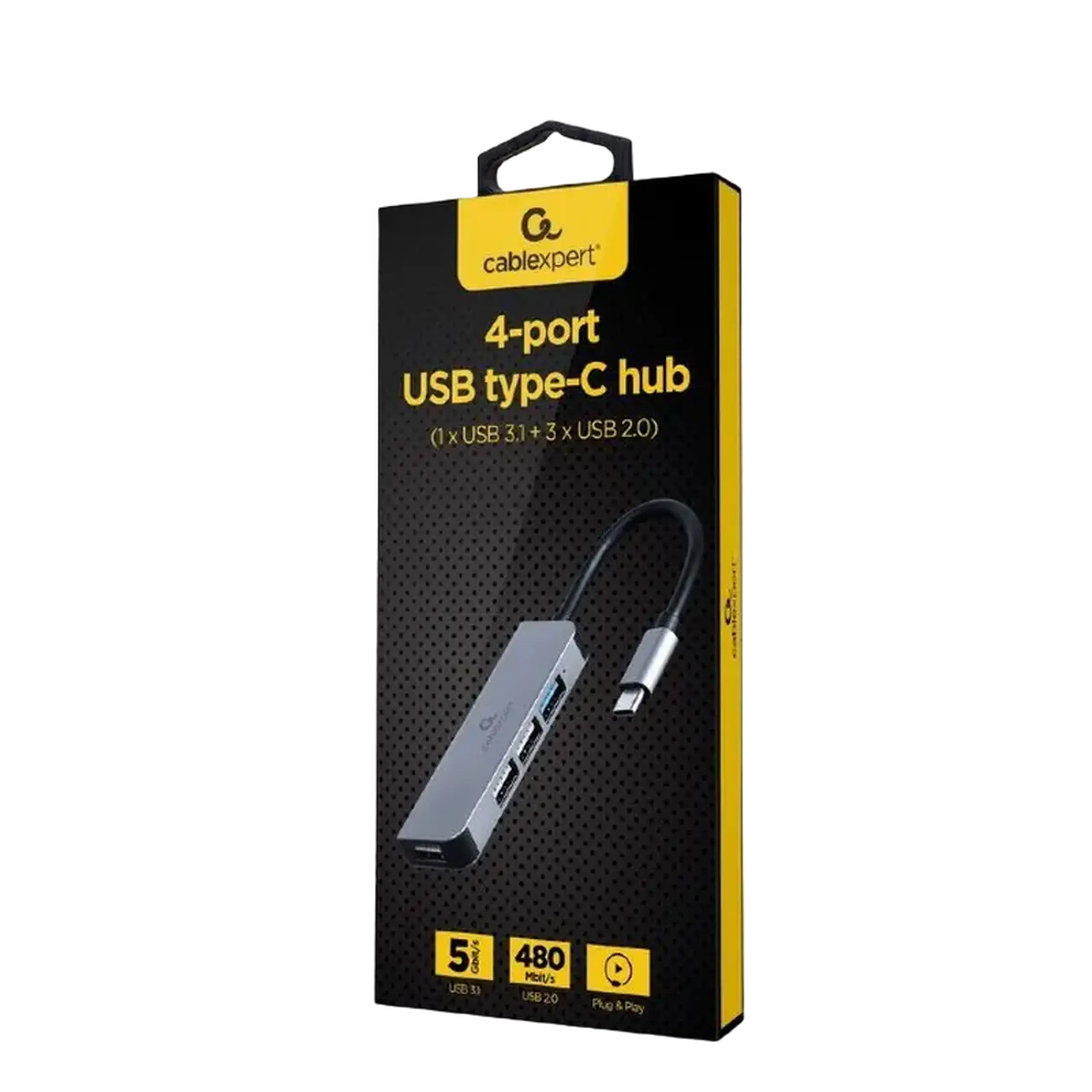 Adaptor Hub Gembird UHB-CM-U3P1U2P3-01, Argintiu