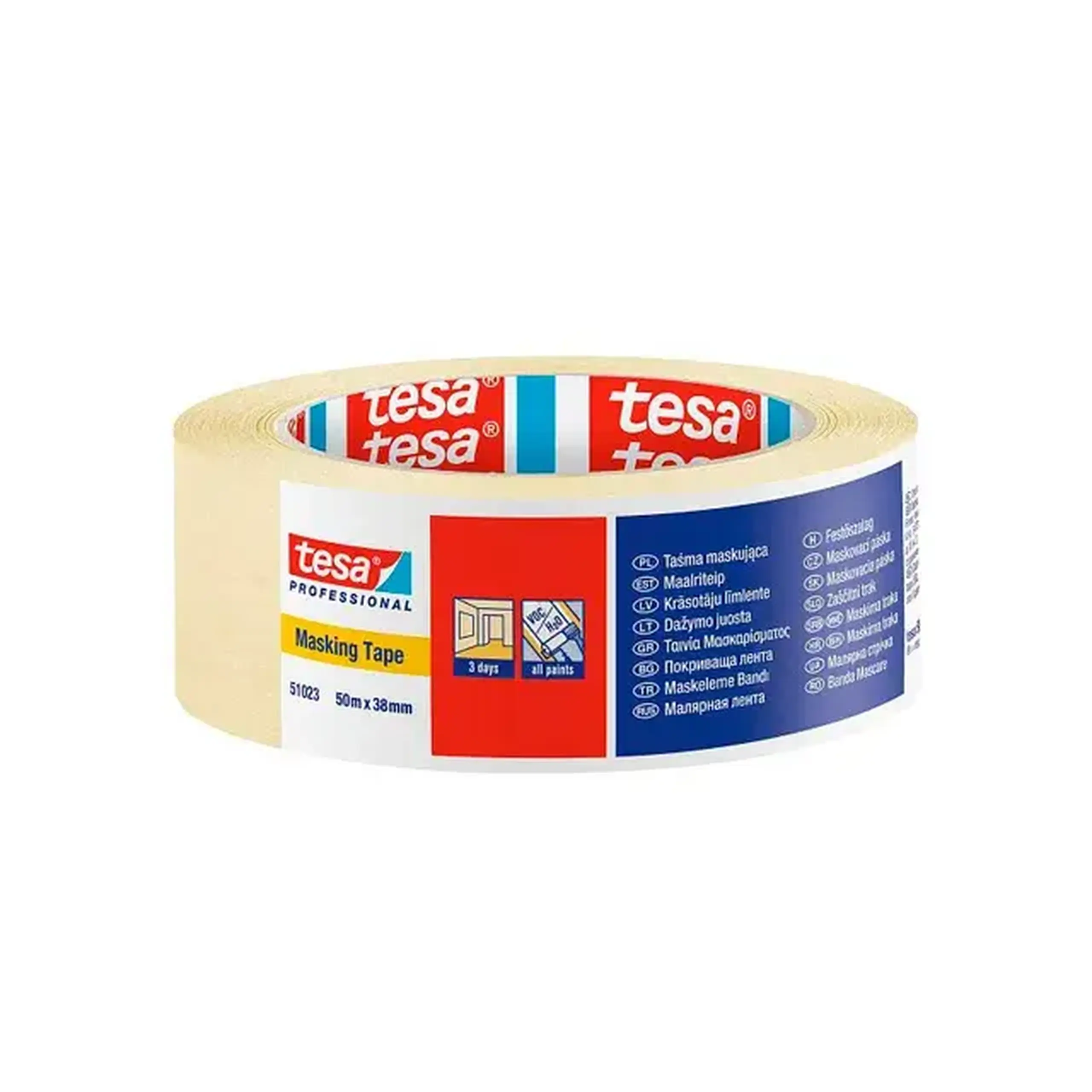 Bandă adezivă hârtie Tesa 25 mm x 50 m galben - Dimensiuni (L x W x H x Ø) 50 mm x 50 m