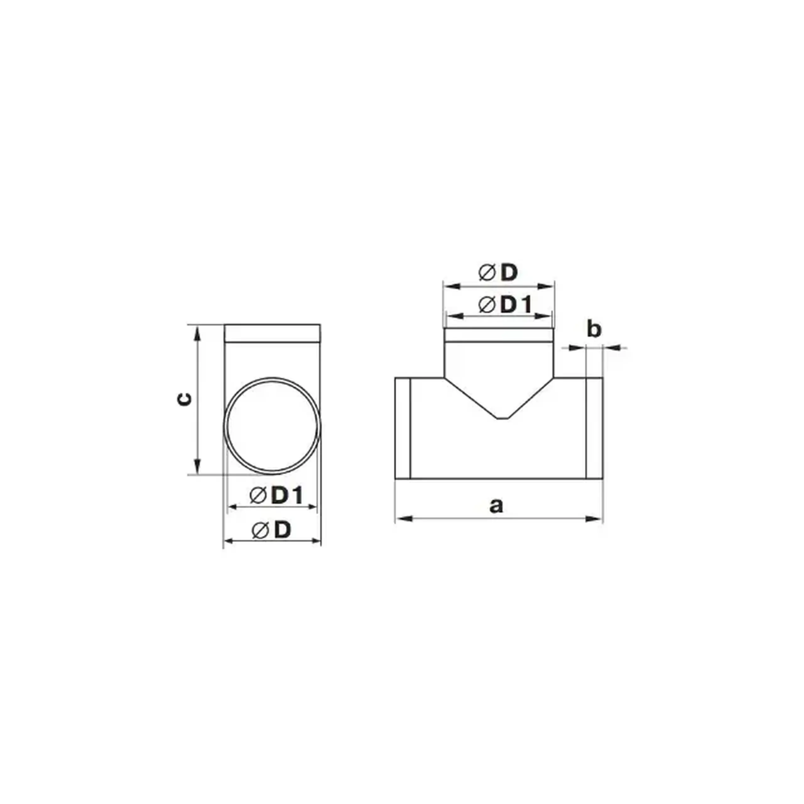Conector de aeroduct Ventika KO100-T 137 x 139 x 100 mm plastic alb