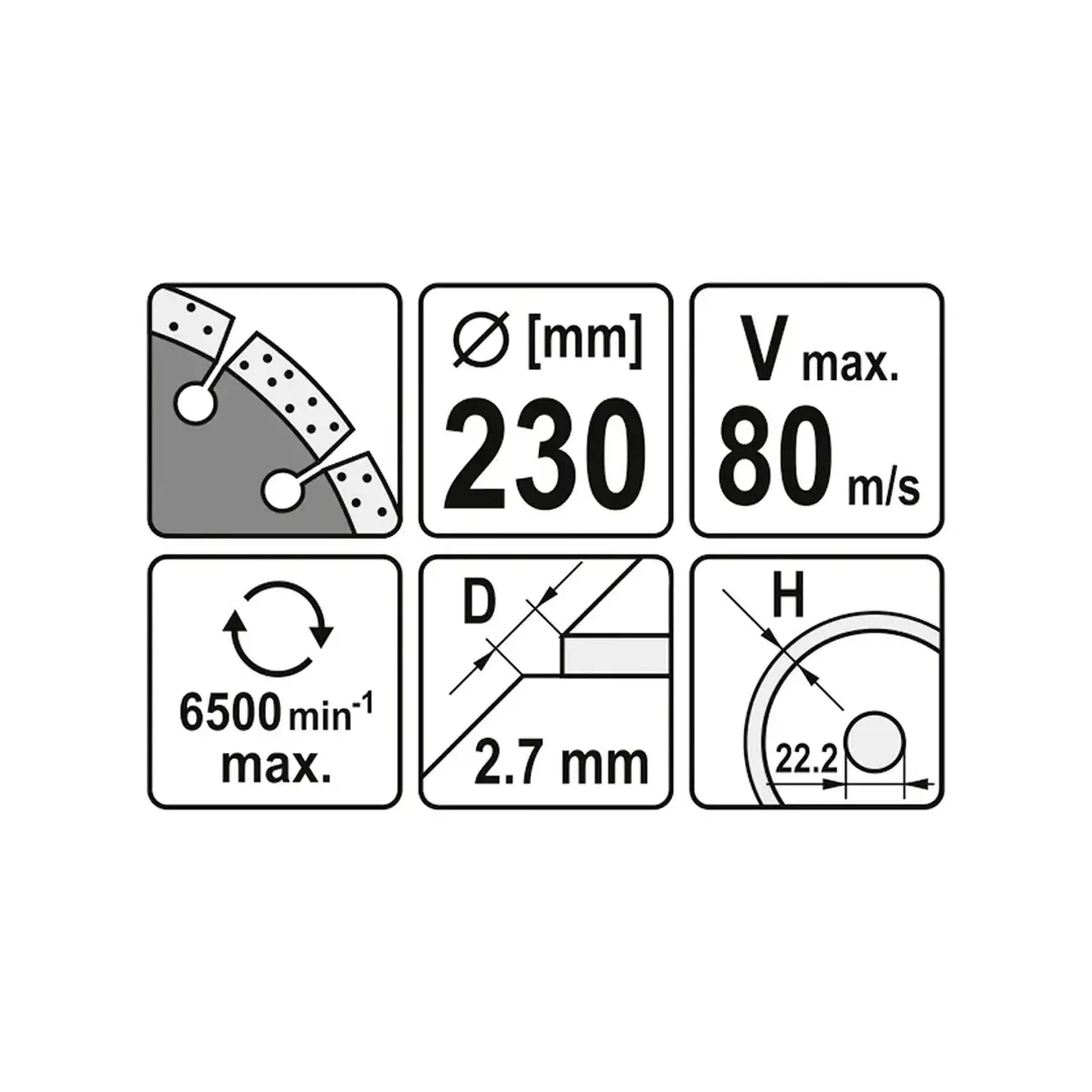 Disc diamantat segmentat pentru beton 230 * 22.2 mm Yato