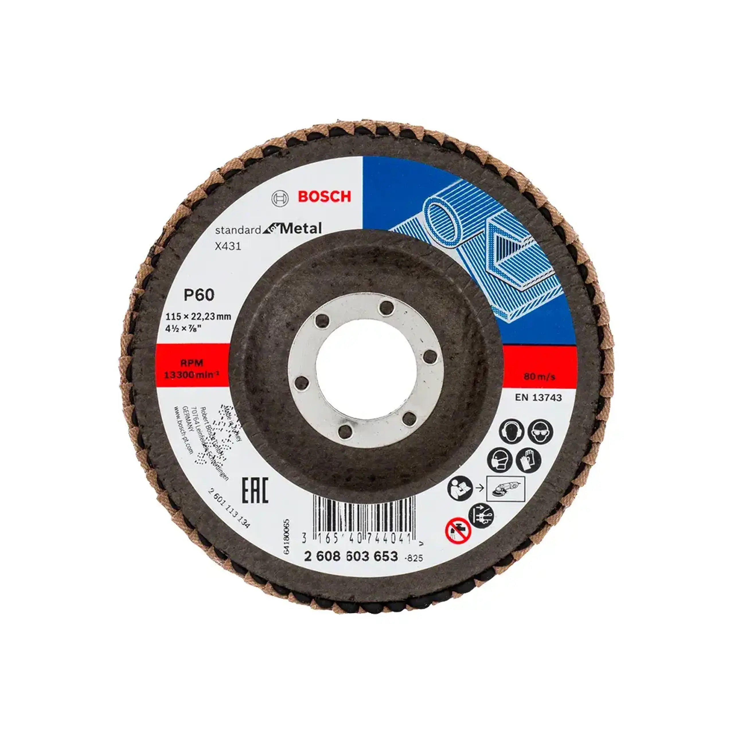 Disc lamelar frontal X431 P60 115 * 22.23 mm Bosch - Diametru 115 *