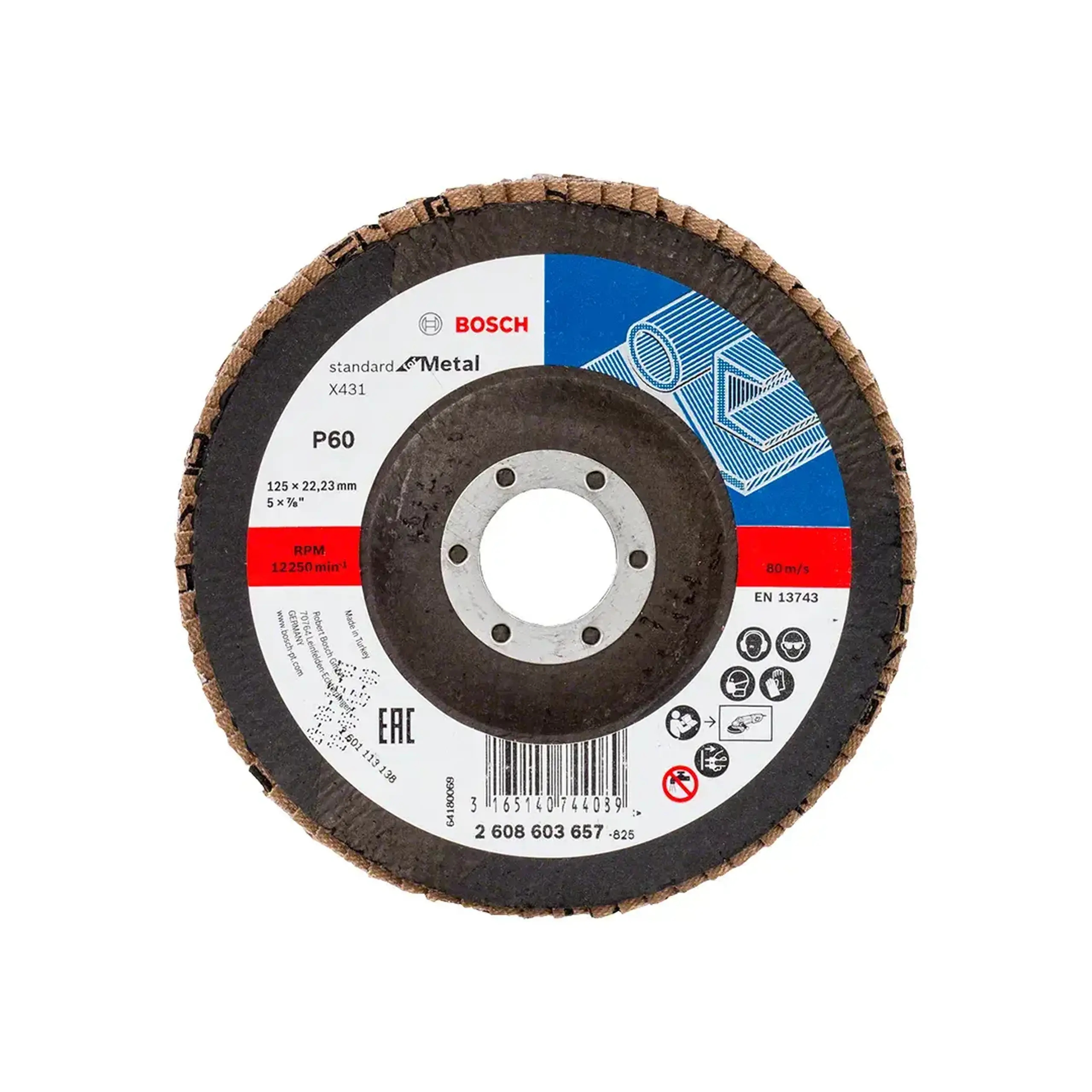 Disc lamelar frontal X431 P60 115 * 22.23 mm Bosch - Diametru 125 *