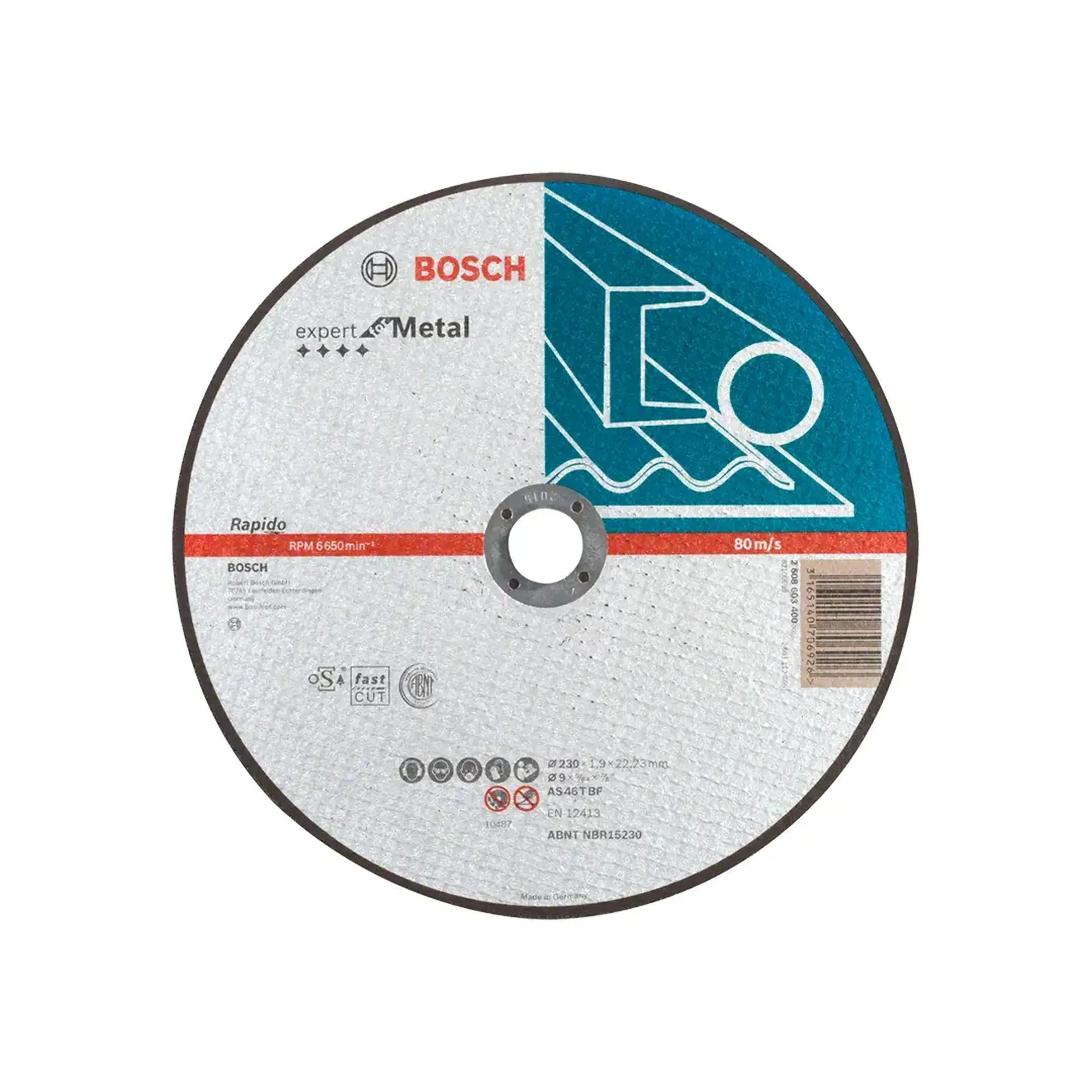 Disc de tăiat pentru metal RAPIDO 180 * 22.23 mm Bosch - Diametru 230 *