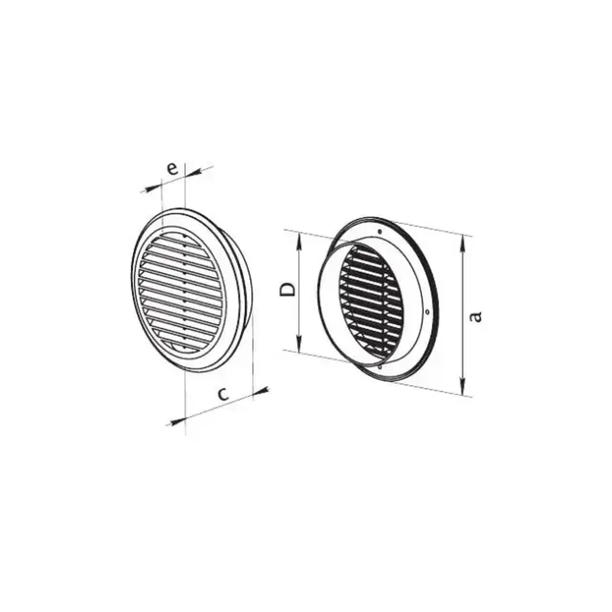 Grilaj de ventilare cu sită Ventika EL125 125 mm plastic alb