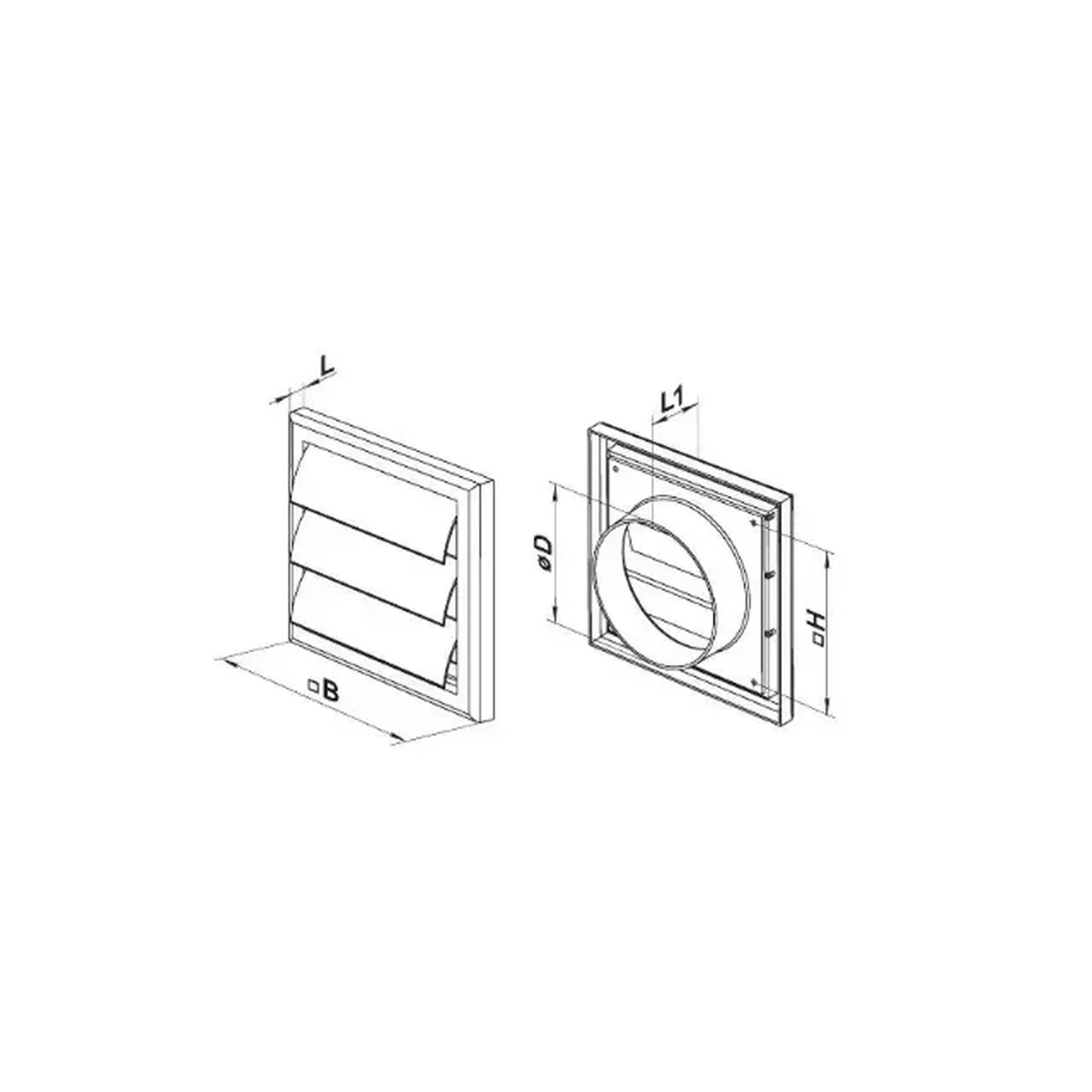 Grilaj de ventilare cu sită Ventika MW100 AZK 154 x 154 x 100 mm plastic alb