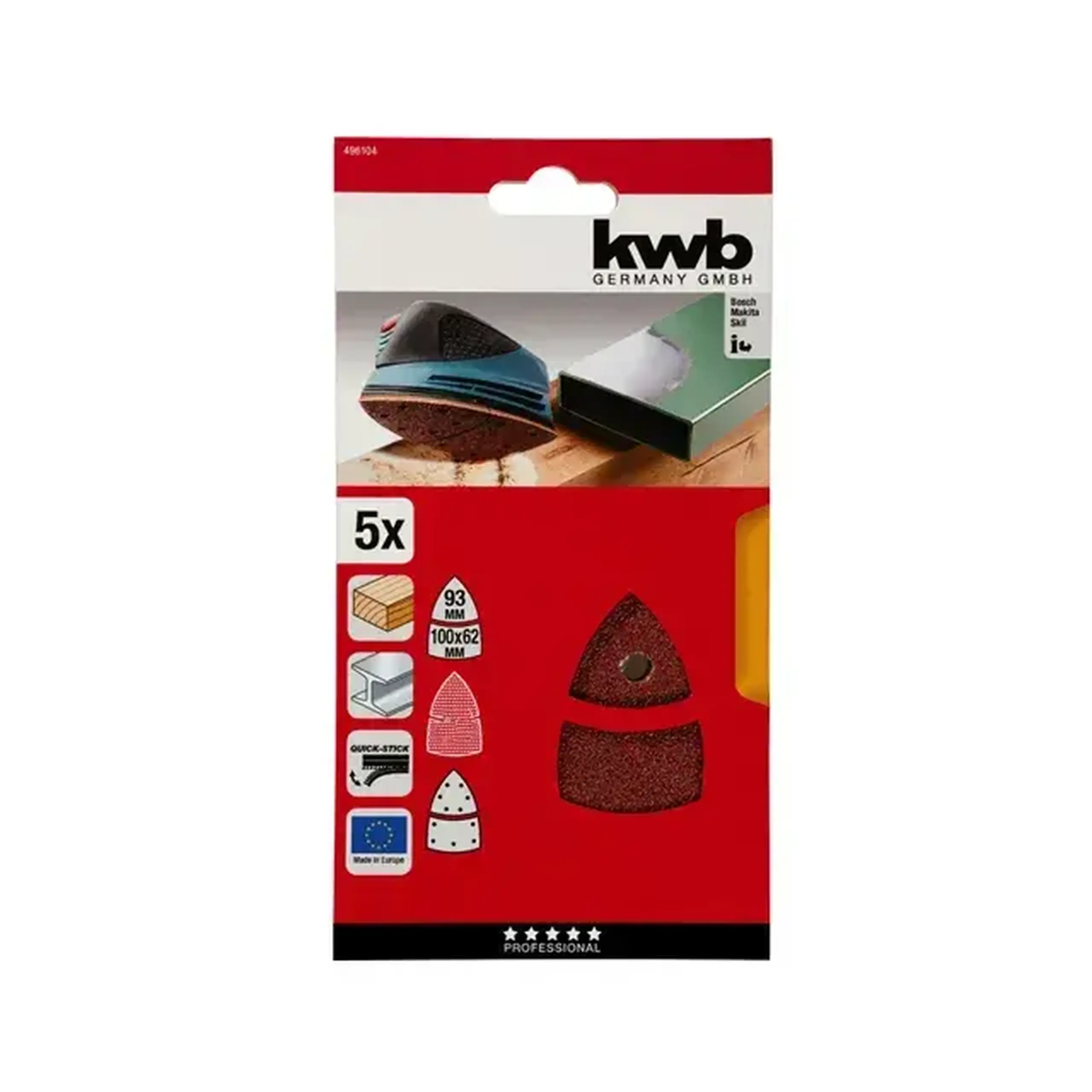 Hârtie abrazivă QUICK-STICK P240 100 x 62, 93 mm 5 buc. KWB