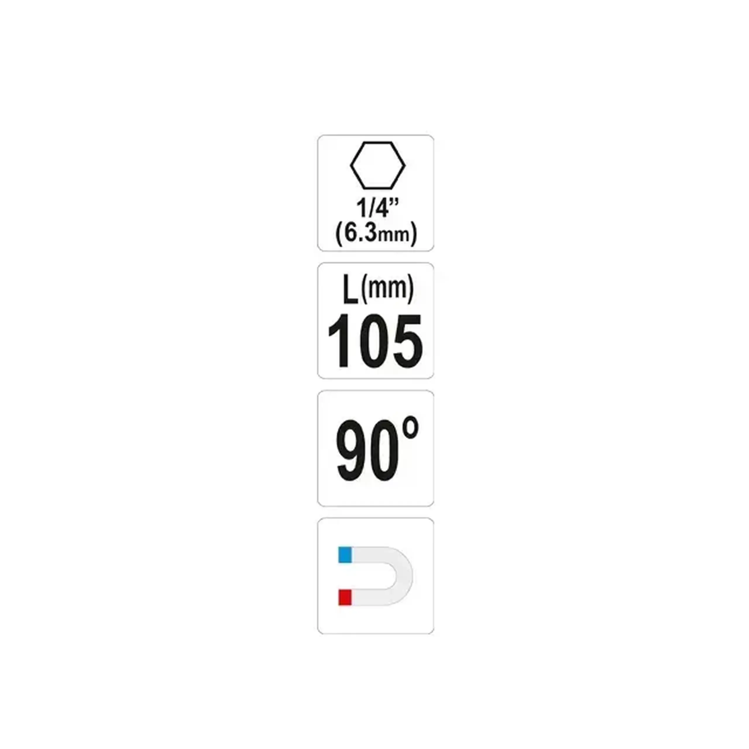 Adaptor 90° pentru biți hexagonal 1/4" 105 mm Yato