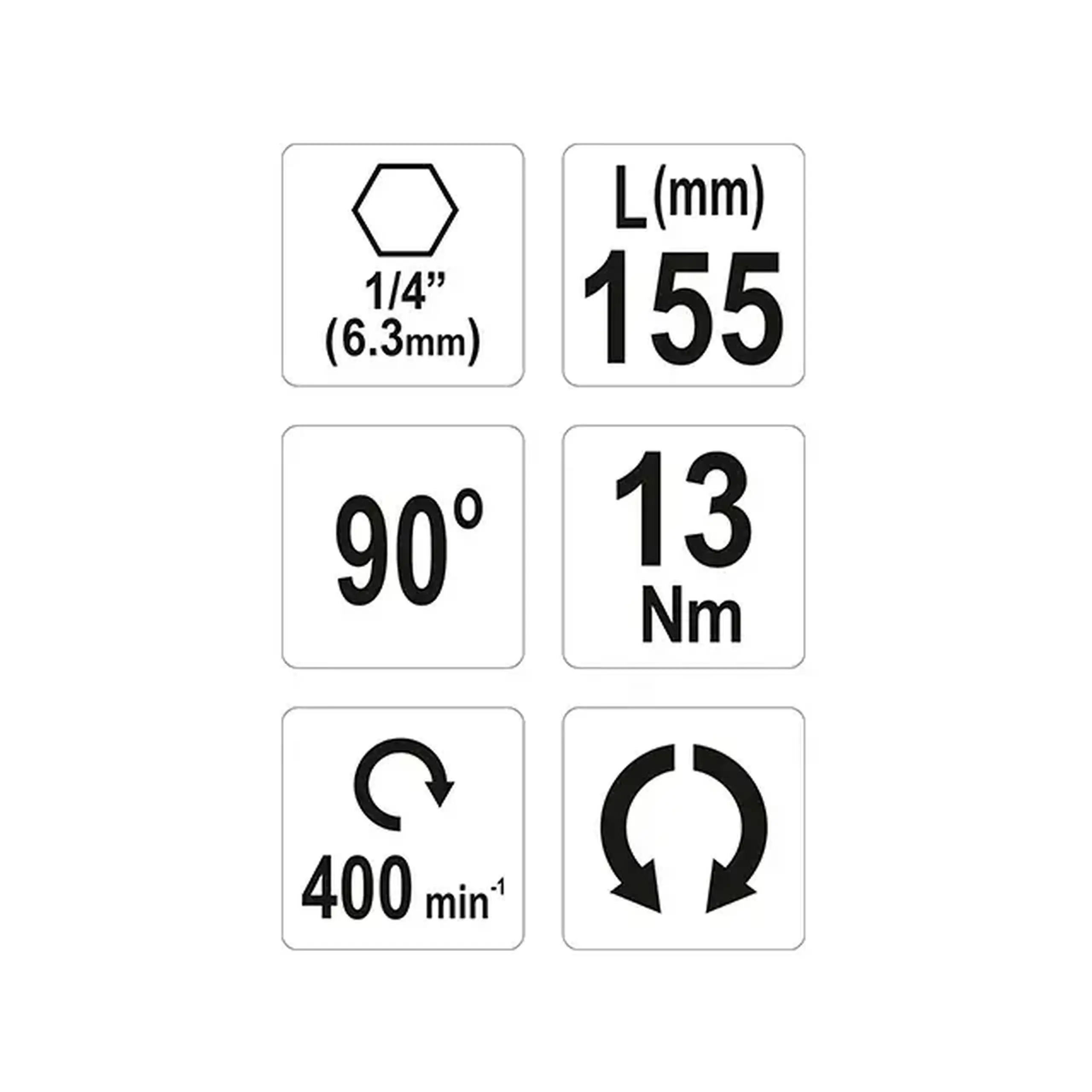 Adaptor 90° pentru biți hexagonal 1/4" 105 mm Yato - Tip material Oțel/Plastic