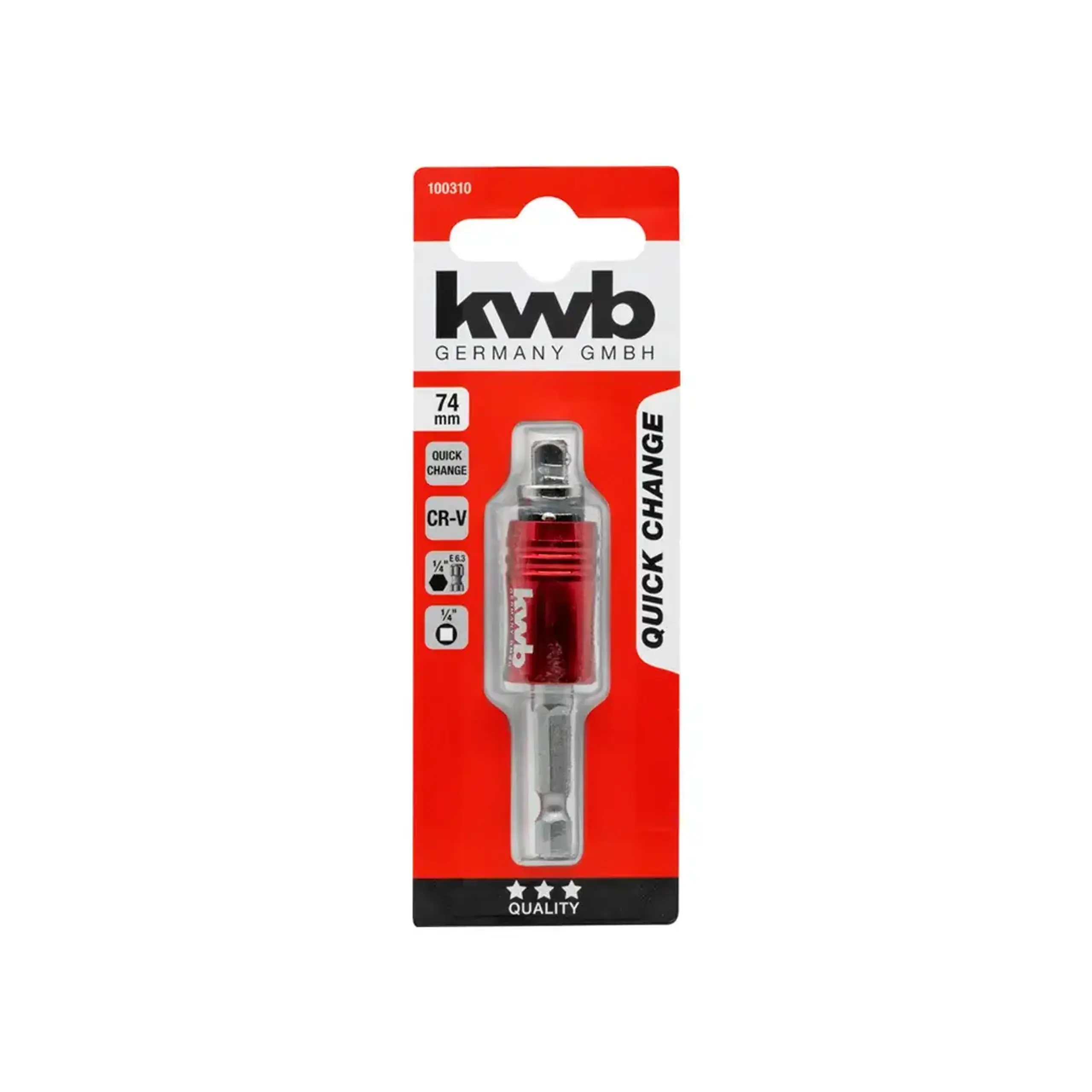 Adaptor pentru biți hexagonal 1/4" 35 mm KWB - Lungime 74 mm